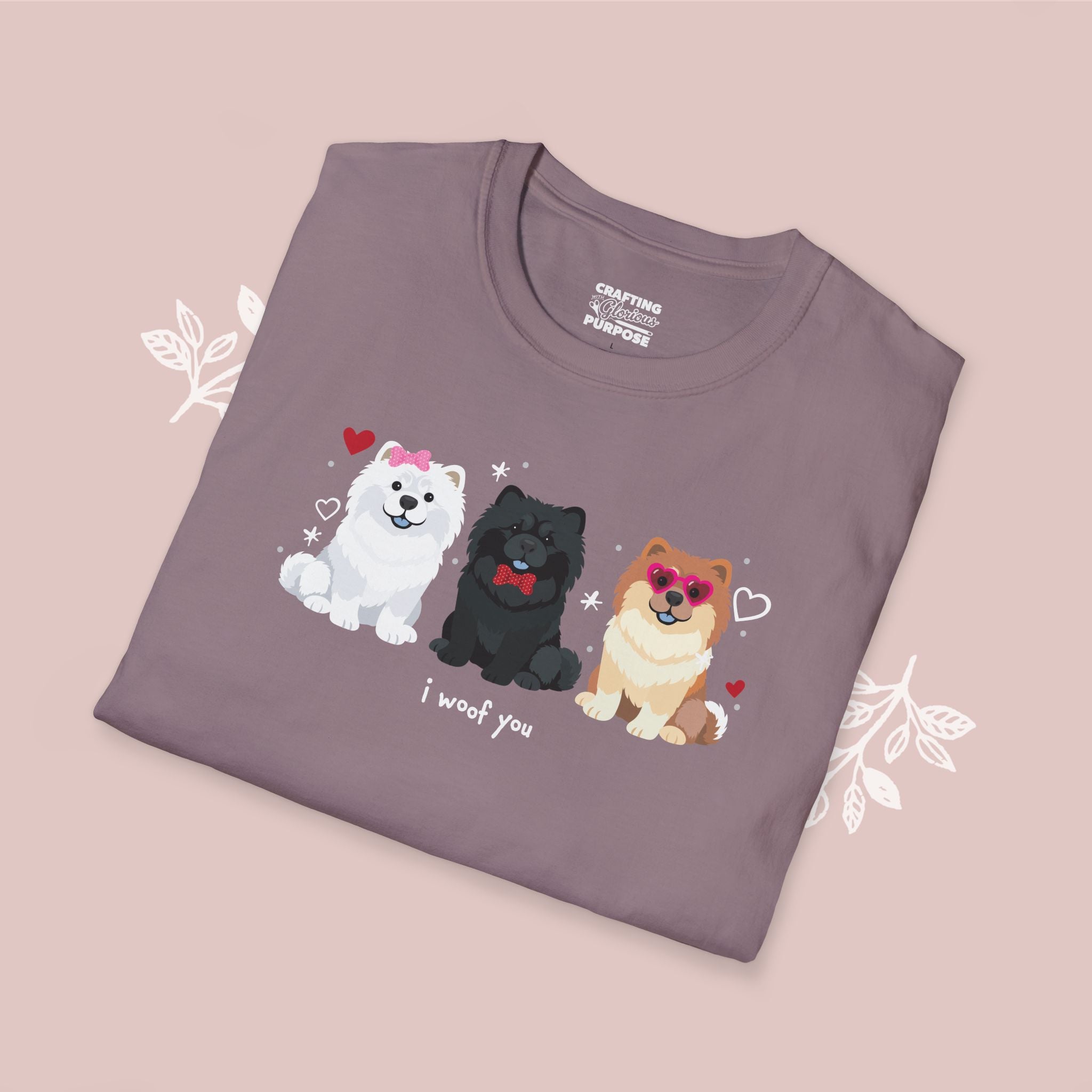 I Woof You Cute Chow Chow Trio Dog Tee — Valentine's T-Shirt