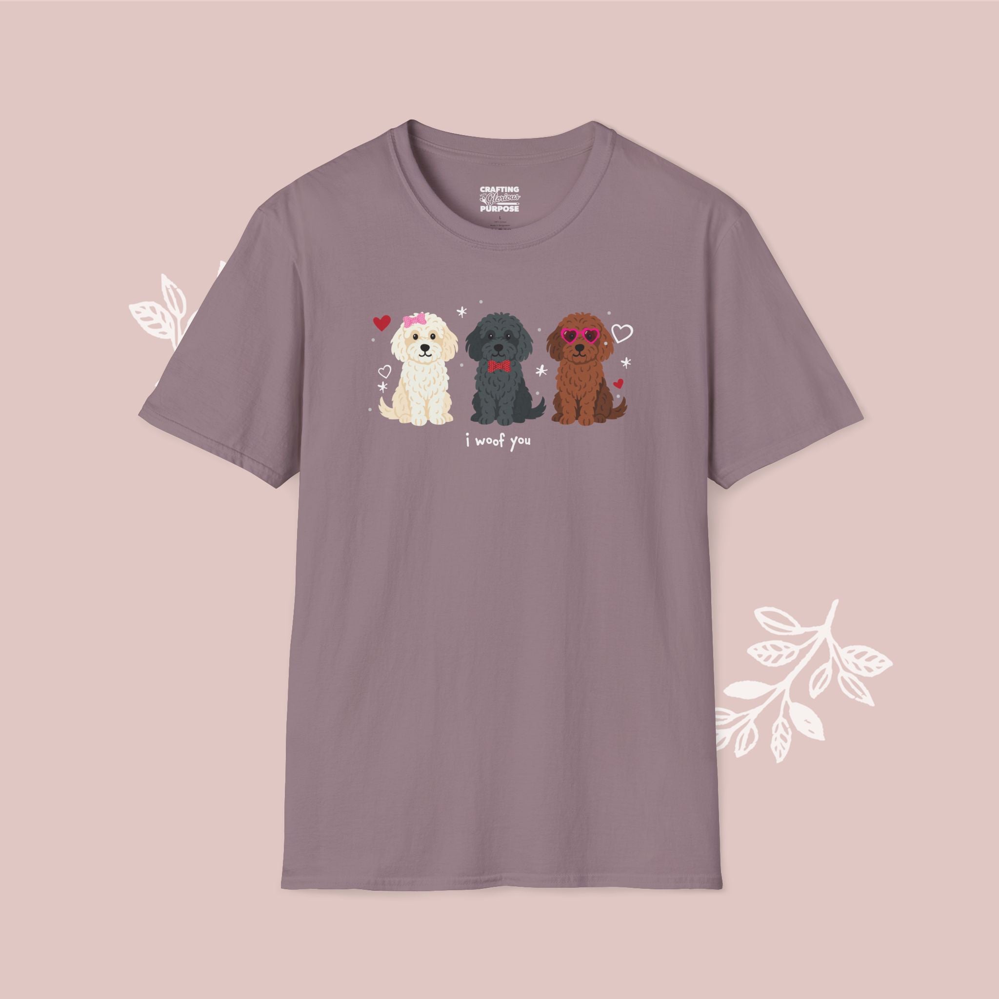 I Woof You Cute Cockapoo Trio Dog Tee — Valentine's T-Shirt