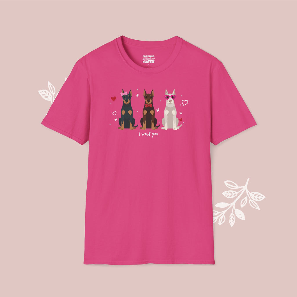 I Woof You Cute Dobermann Trio Dog Tee — Valentine's T-Shirt