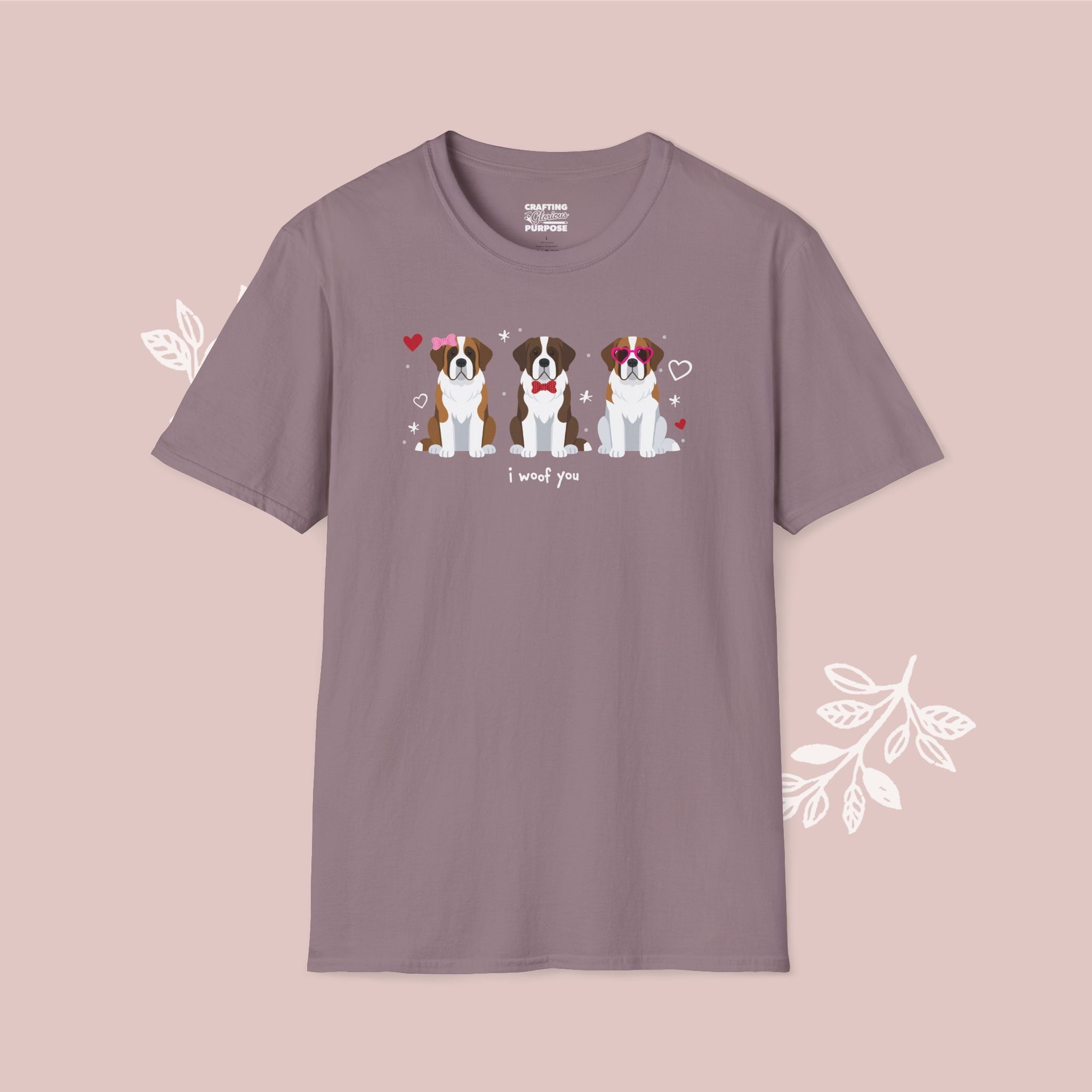I Woof You Cute St. Bernard Trio Dog Tee — Valentine's T-Shirt