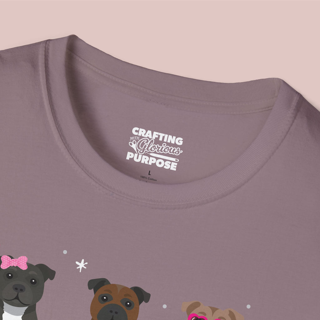 I Woof You Cute Staffordshire Bull Terrier Trio Dog Tee — Valentine's T-Shirt