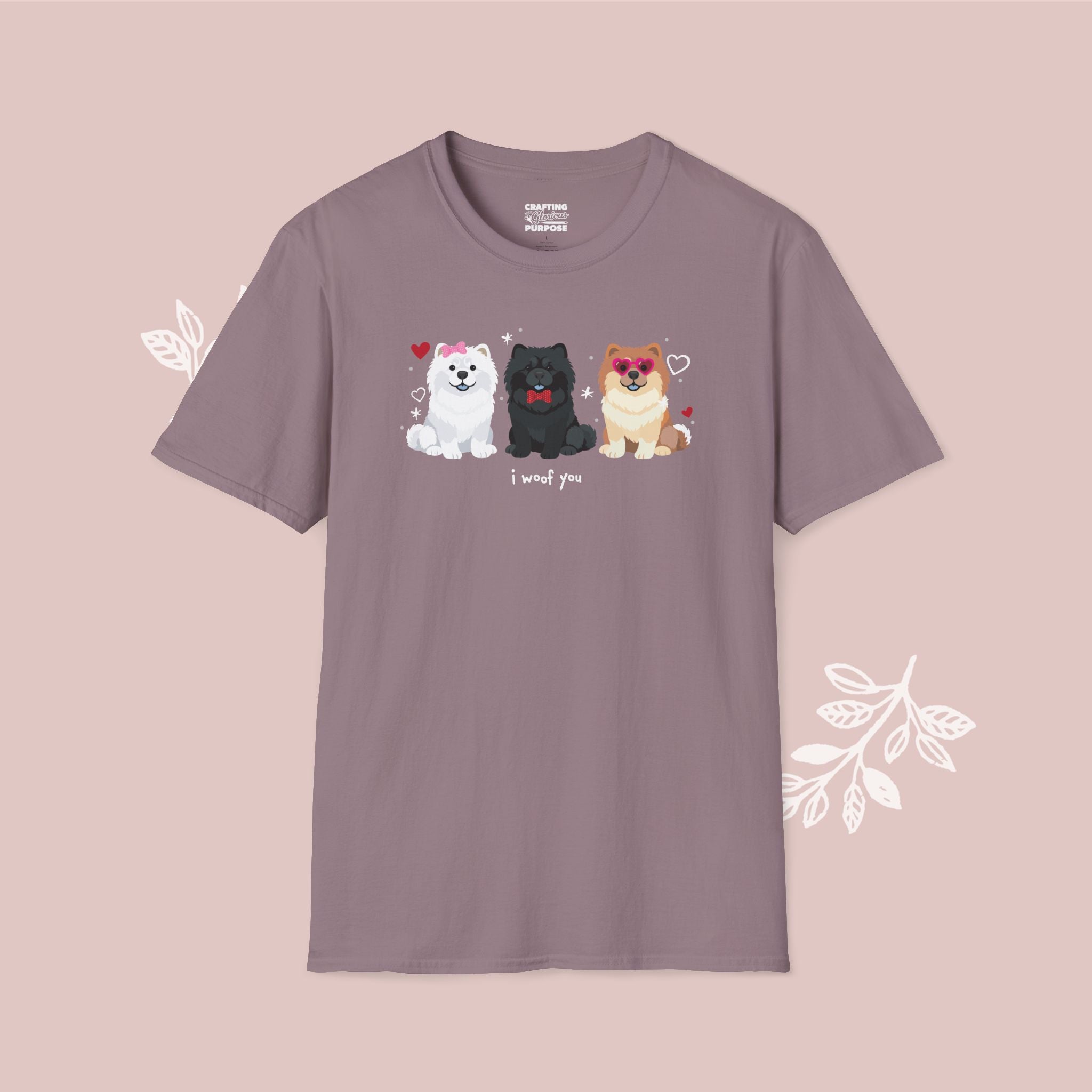 I Woof You Cute Chow Chow Trio Dog Tee — Valentine's T-Shirt