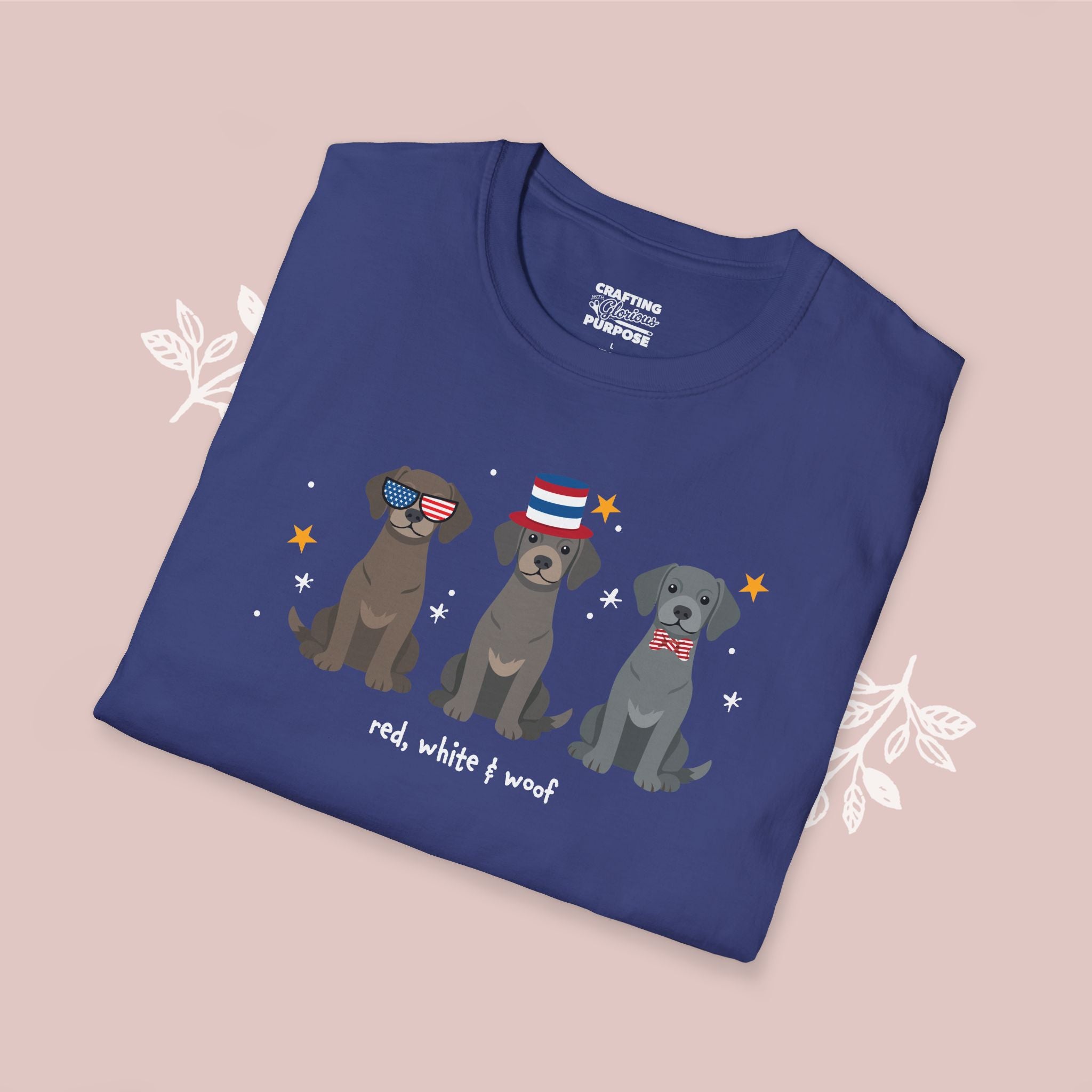 Weimaraner Patriotic Dog Trio T-Shirt — 'Red, White & Woof' Cute America Graphic Tee