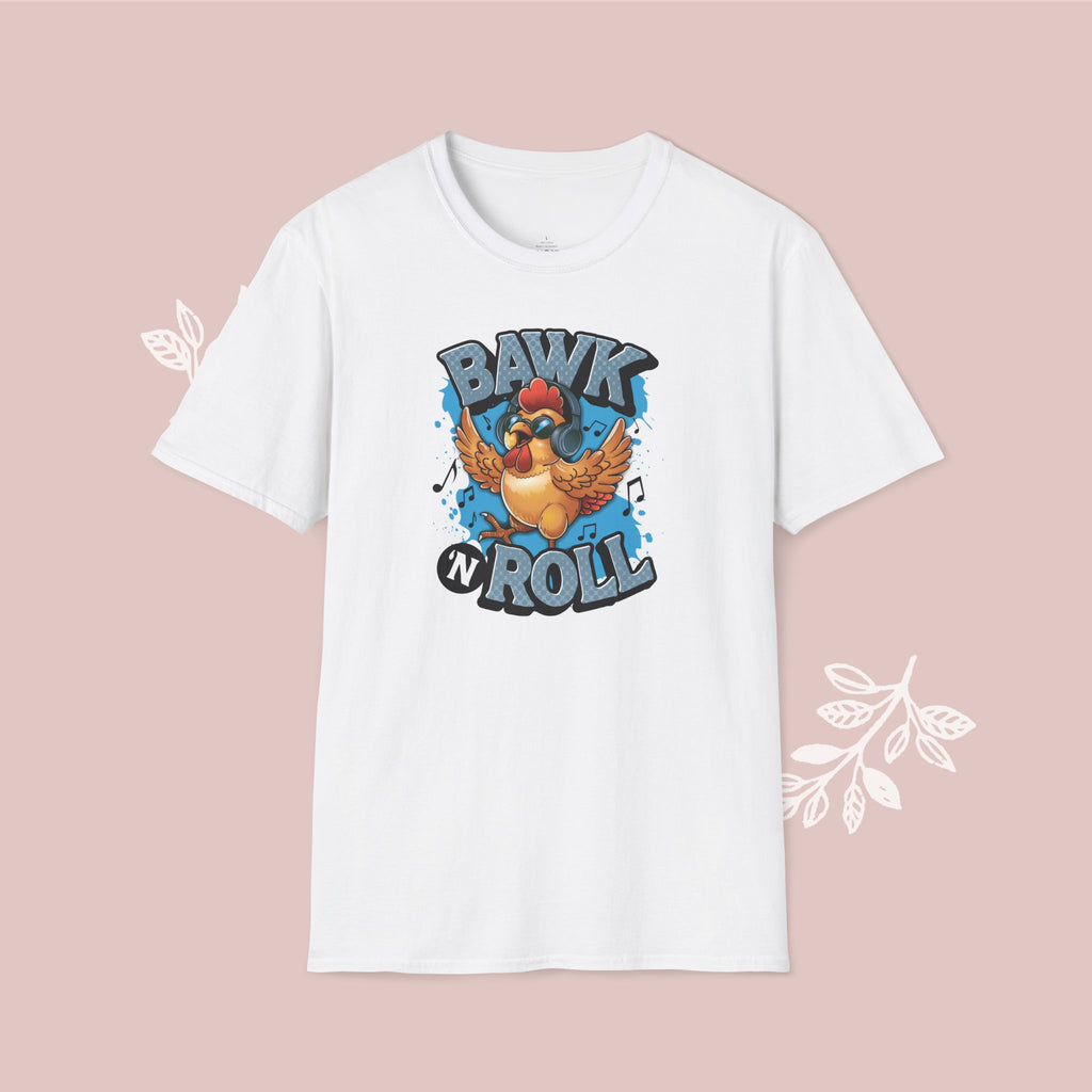 Chicken 'Bawk n' Roll' T-Shirt — Funny Rock 'n' Roll Tee