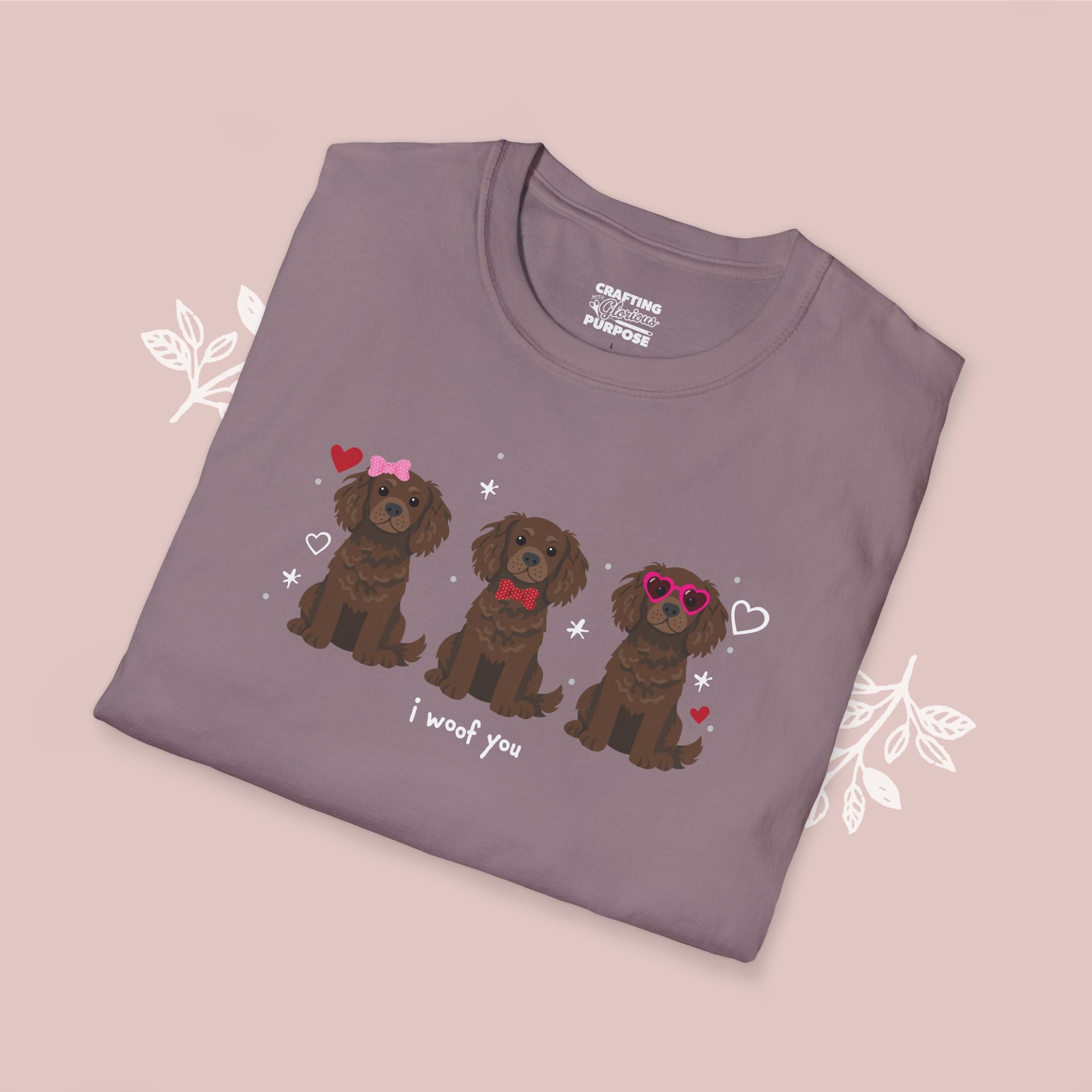 I Woof You Cute Boykin Spaniel Trio Dog Tee — Valentine's T-Shirt