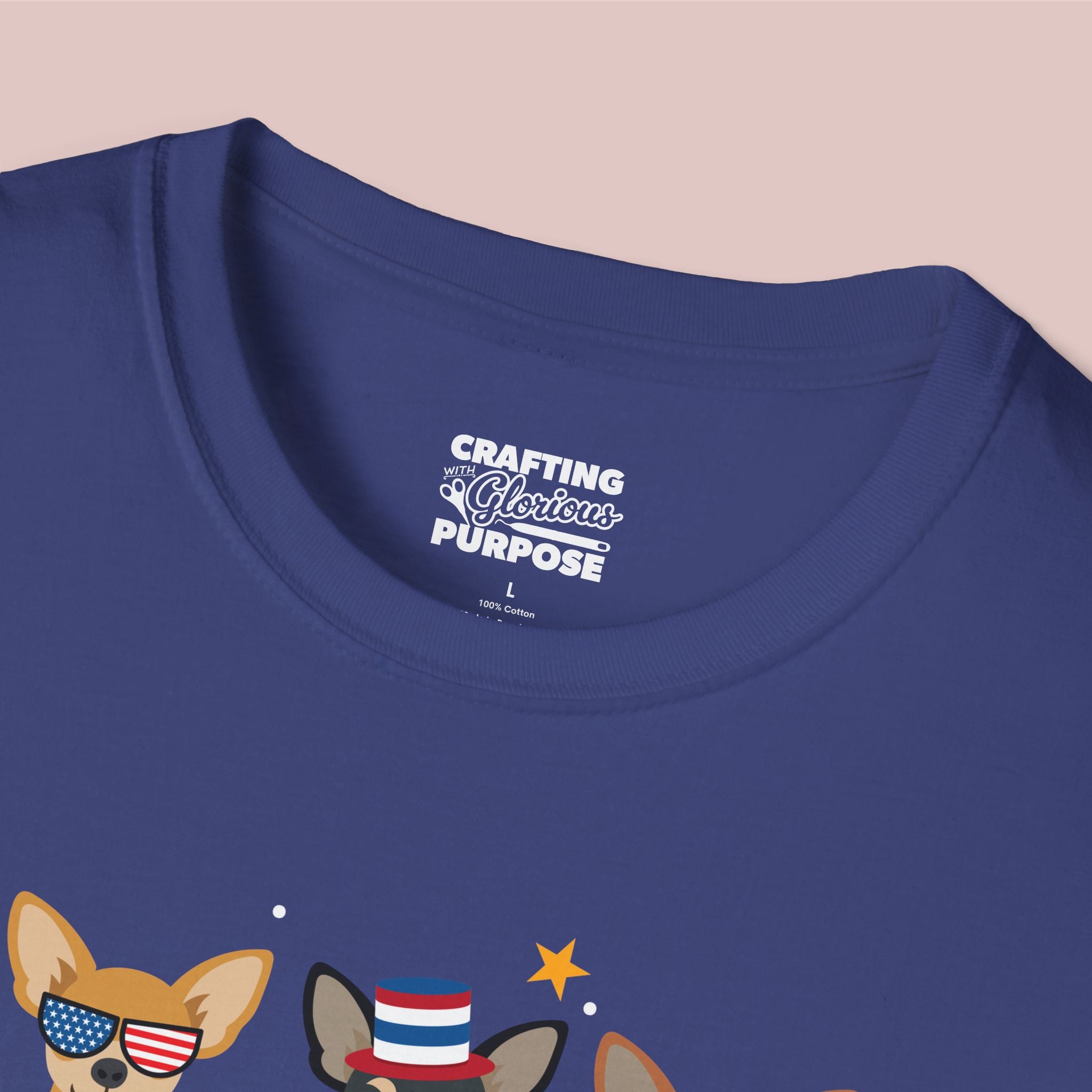 Chihuahua Patriotic Dog Trio T-Shirt — 'Red, White & Woof' Cute America Graphic Tee