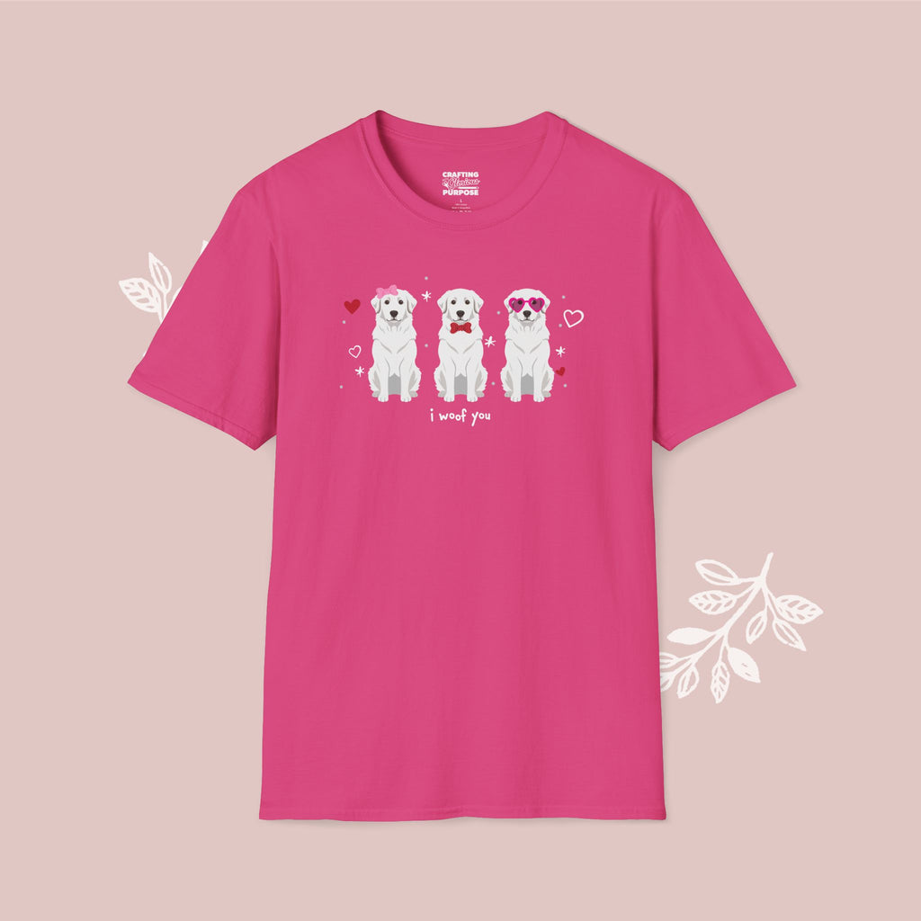 I Woof You Cute Great Pyrenees Trio Dog Tee — Valentine's T-Shirt