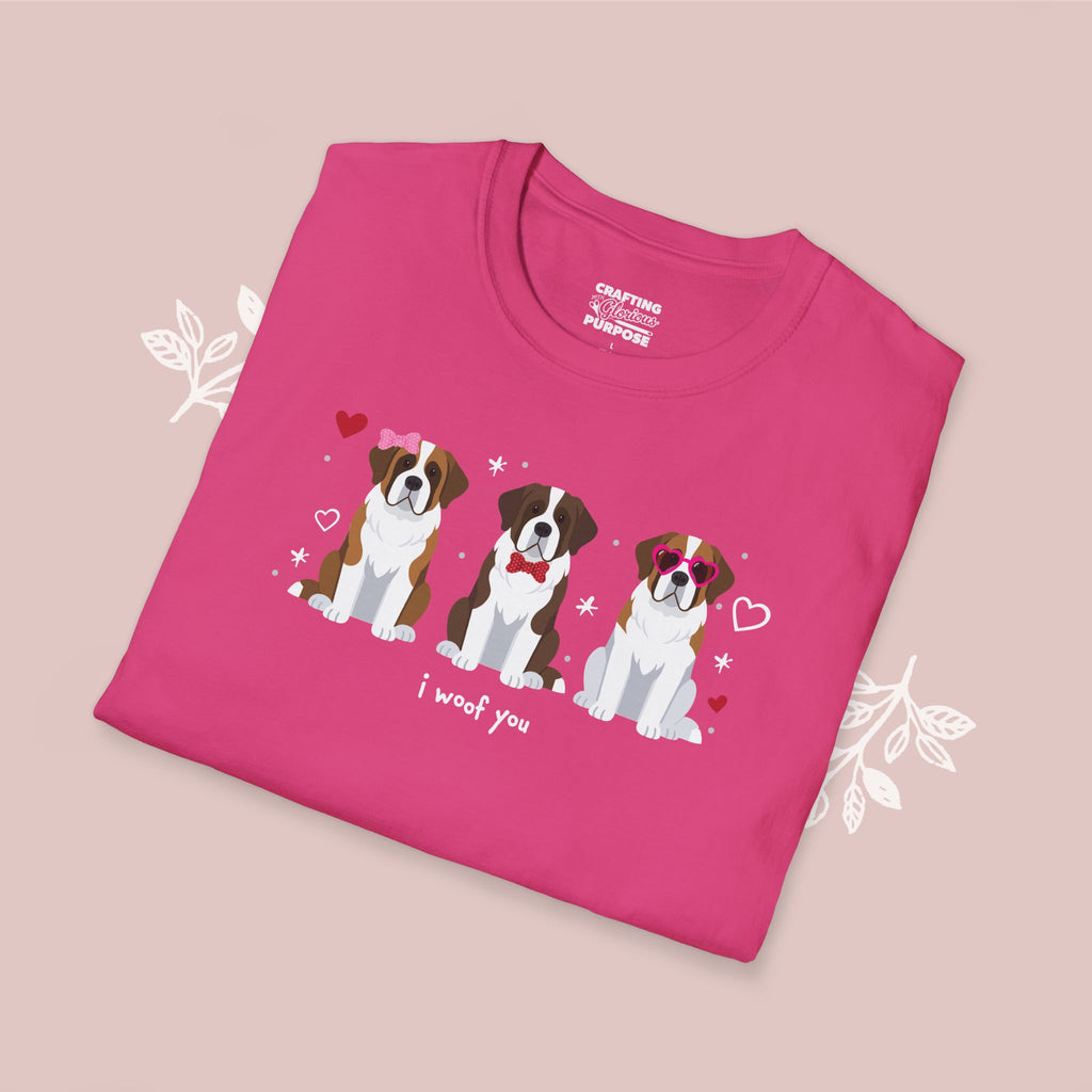 I Woof You Cute St. Bernard Trio Dog Tee — Valentine's T-Shirt