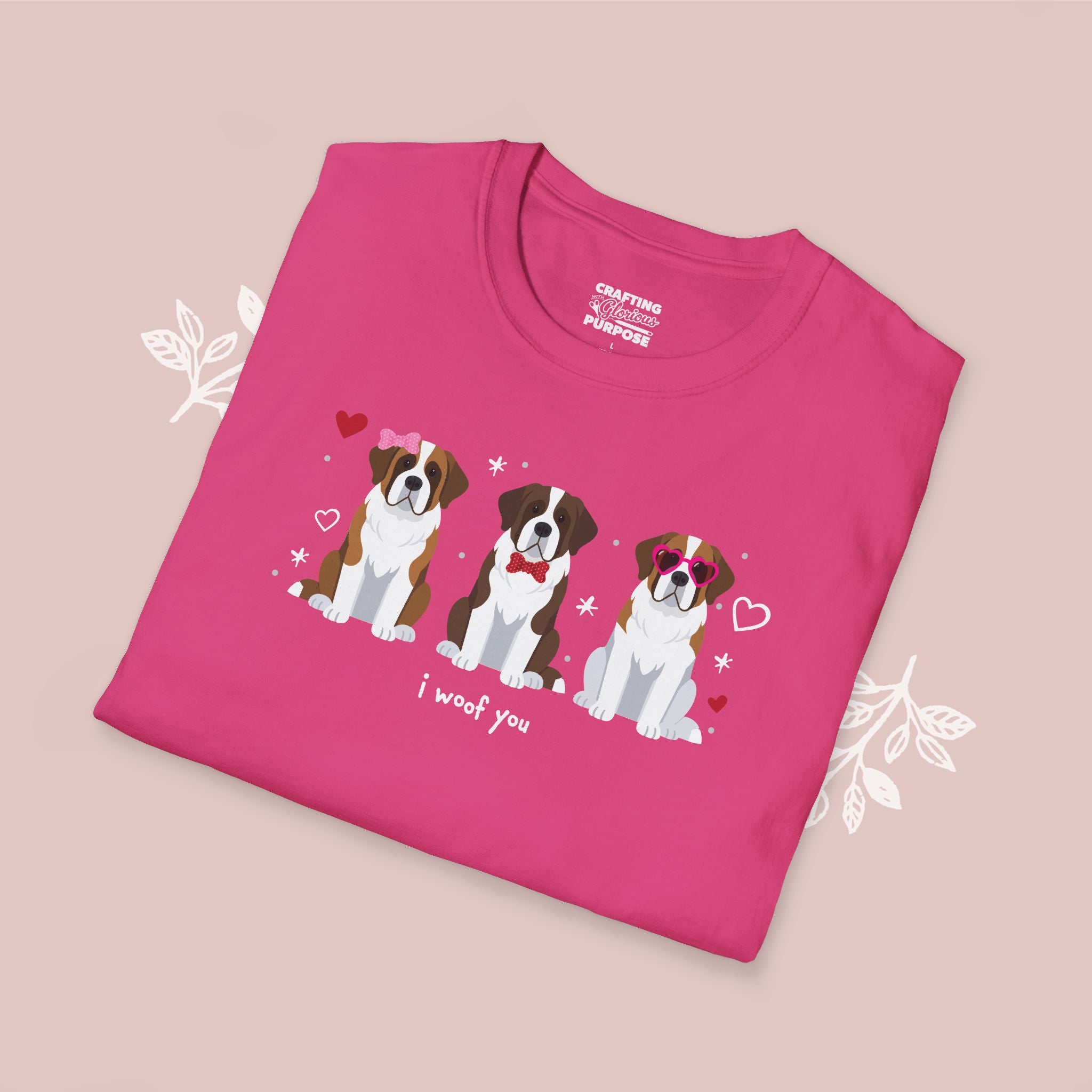 I Woof You Cute St. Bernard Trio Dog Tee — Valentine's T-Shirt