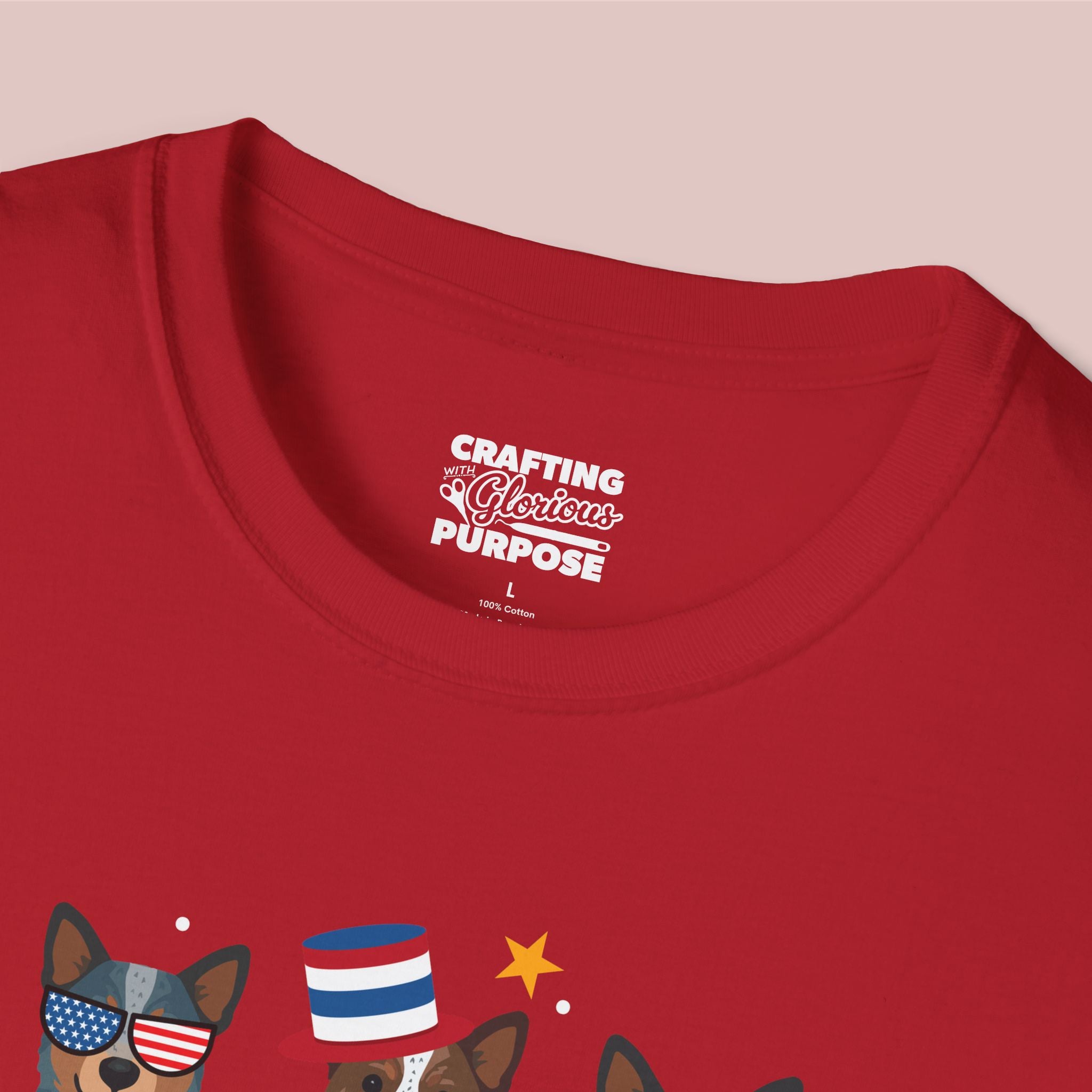 Australian Cattledog Patriotic Dog Trio T-Shirt — 'Red, White & Woof' Cute America Graphic Tee