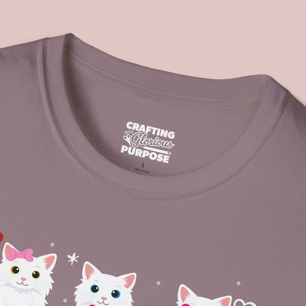 I Meow You Cute White Long Haired Trio Cat Tee — Valentine's T-Shirt