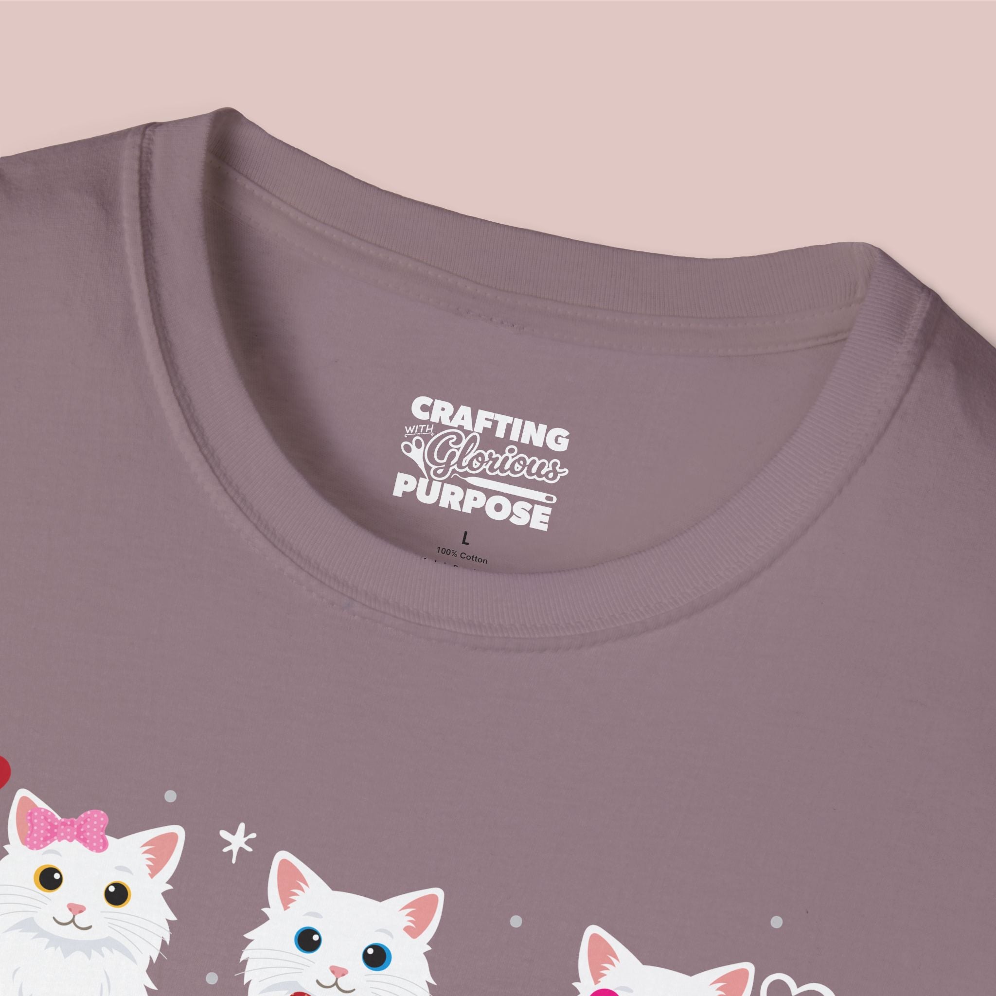I Meow You Cute White Long Haired Trio Cat Tee — Valentine's T-Shirt
