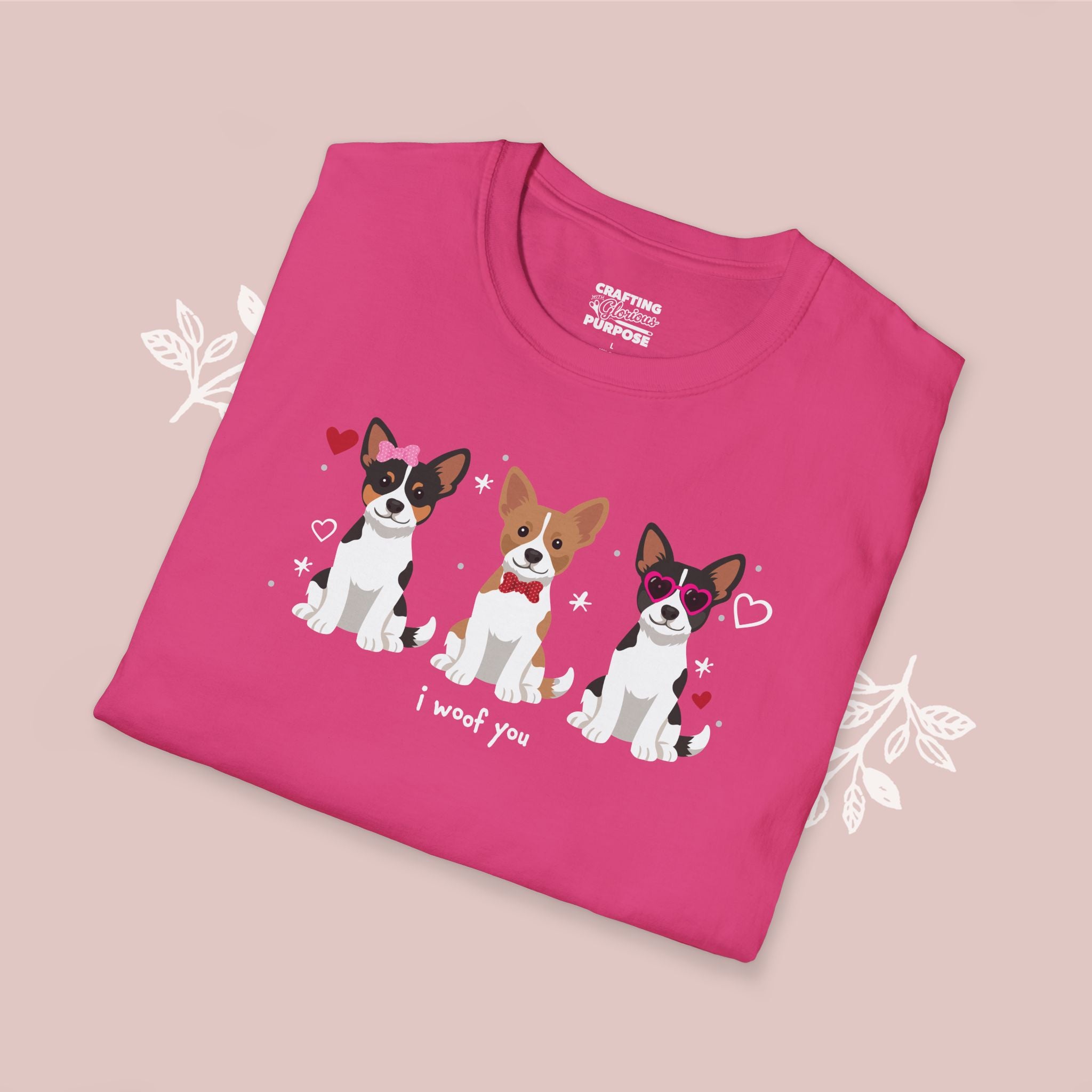 I Woof You Cute Rat Terrier Trio Dog Tee — Valentine's T-Shirt