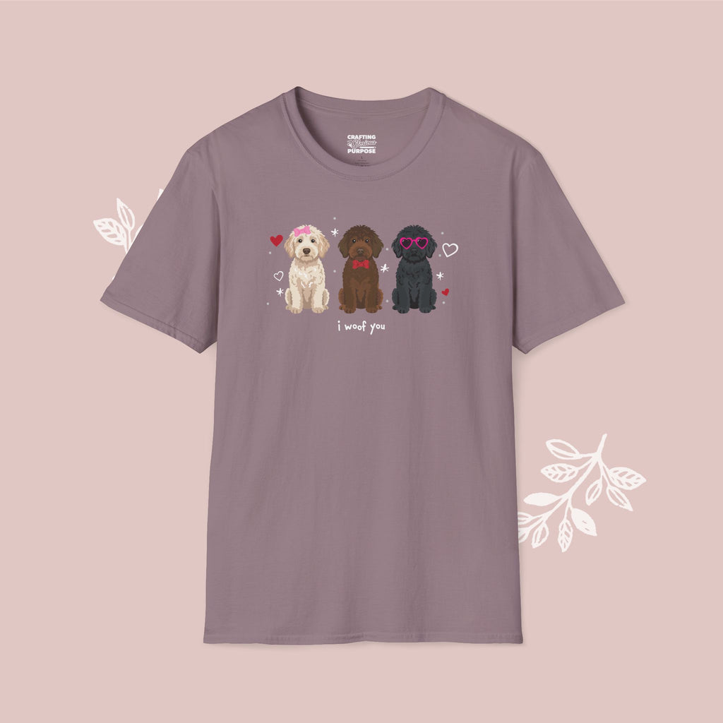 I Woof You Cute Labradoodle Trio Dog Tee — Valentine's T-Shirt