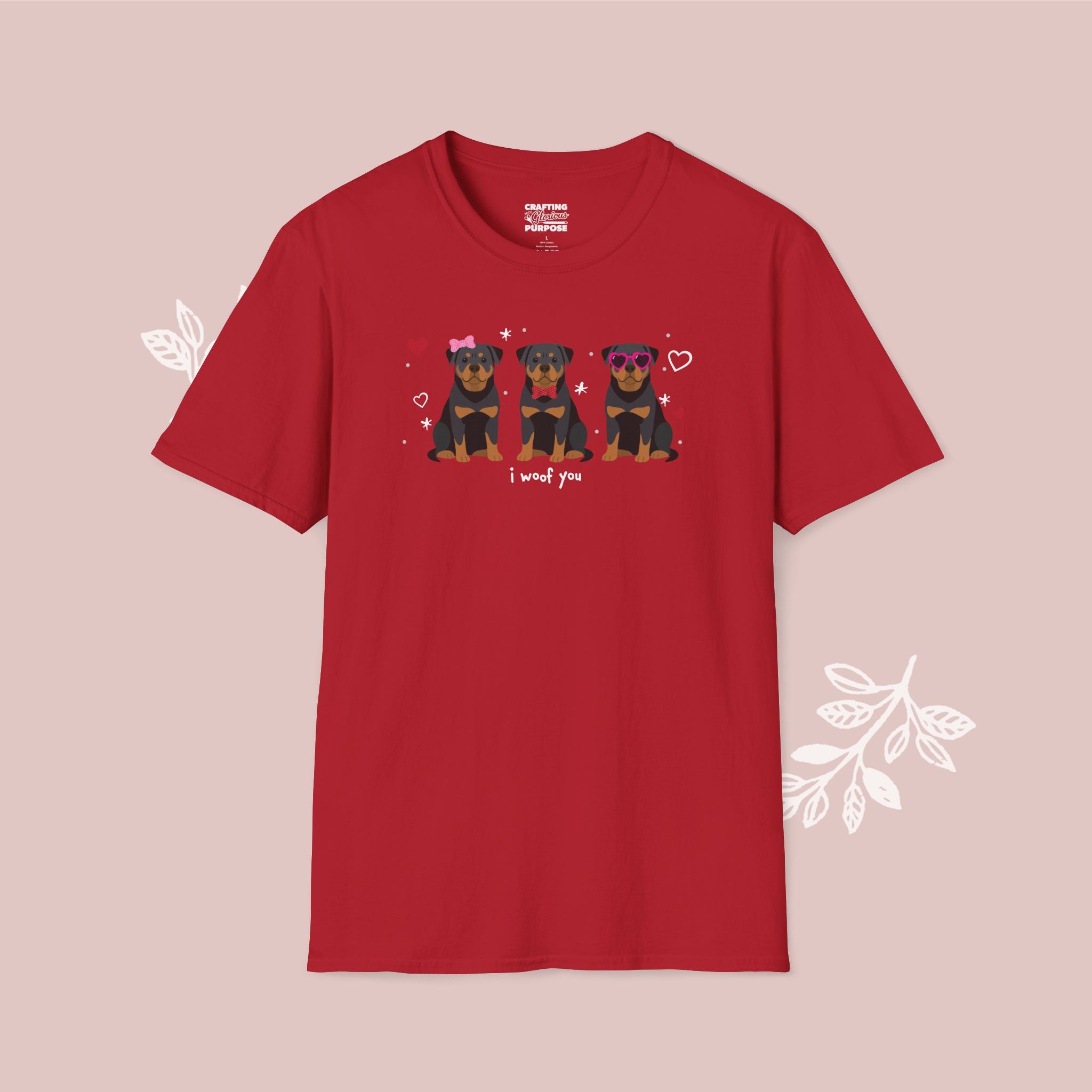 I Woof You Cute Rottweiler Trio Dog Tee — Valentine's T-Shirt