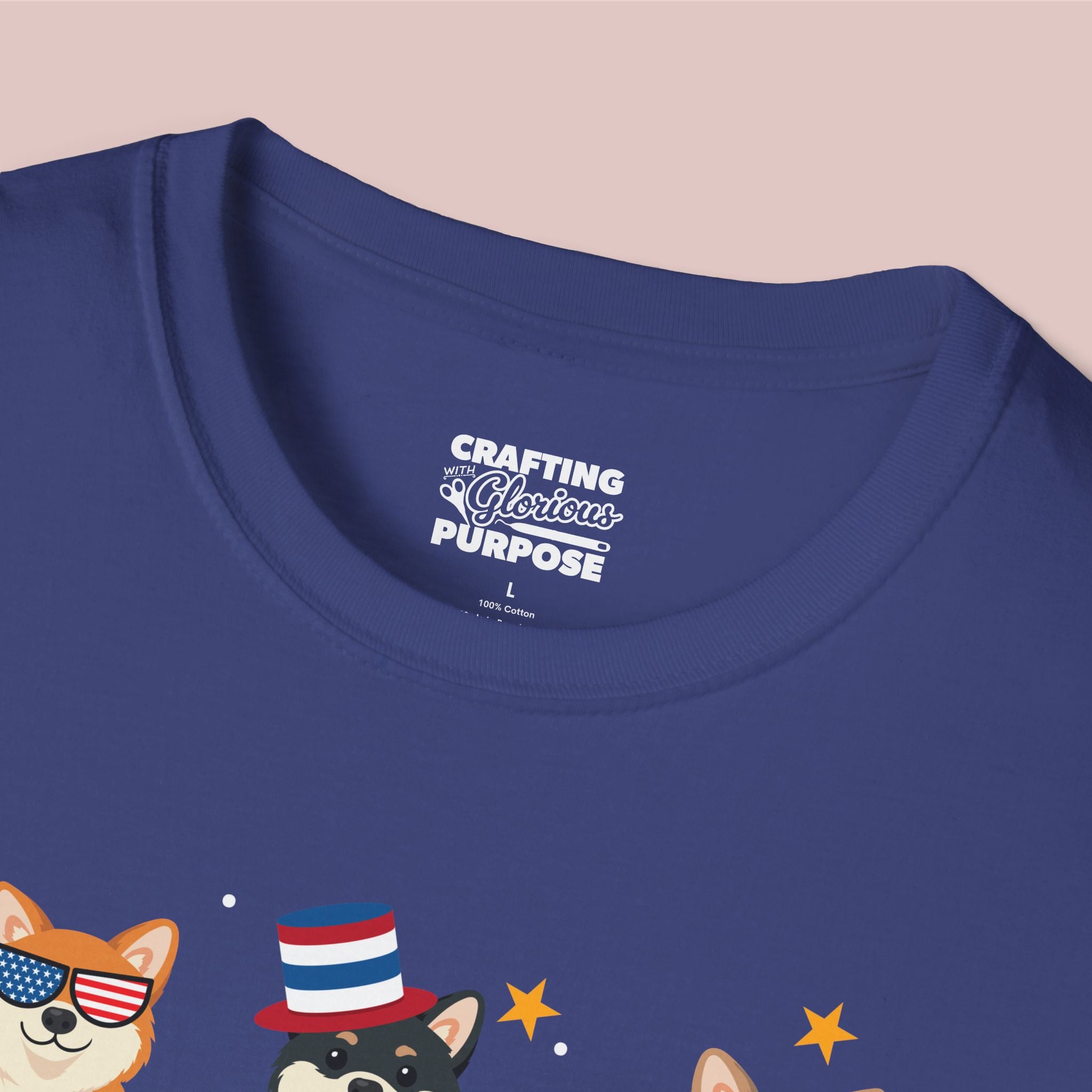 Shiba Inu Patriotic Dog Trio T-Shirt — 'Red, White & Woof' Cute America Graphic Tee