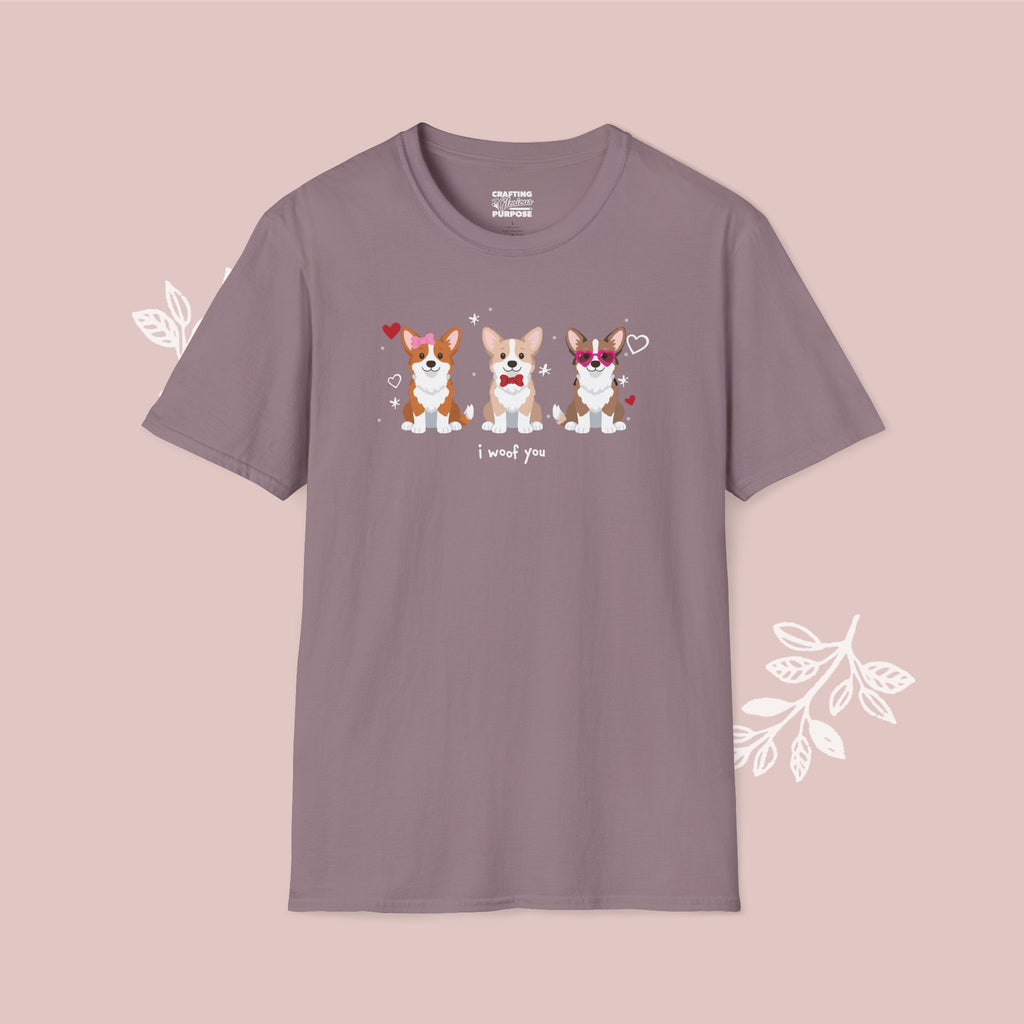 I Woof You Cute Corgi Trio Dog Tee — Valentine's T-Shirt