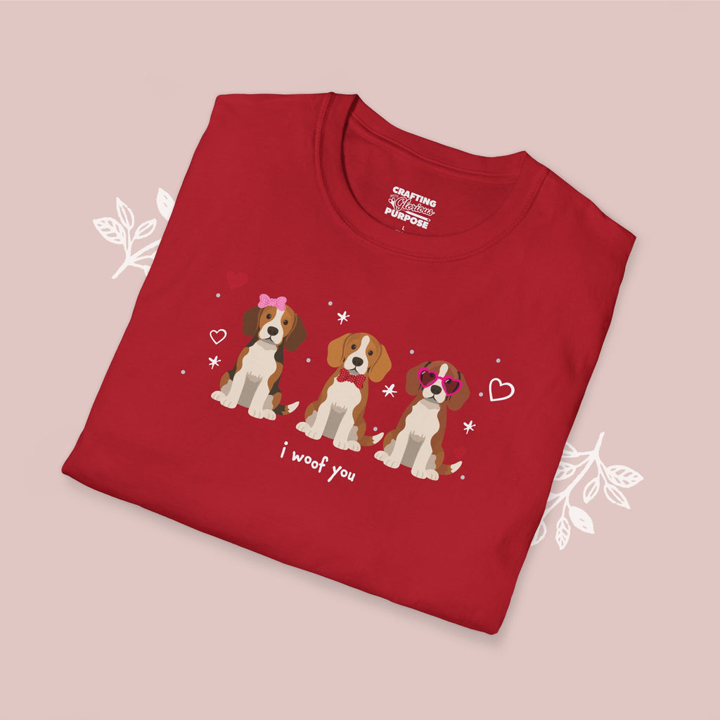 I Woof You Cute Beagle Trio Dog Tee — Valentine's T-Shirt