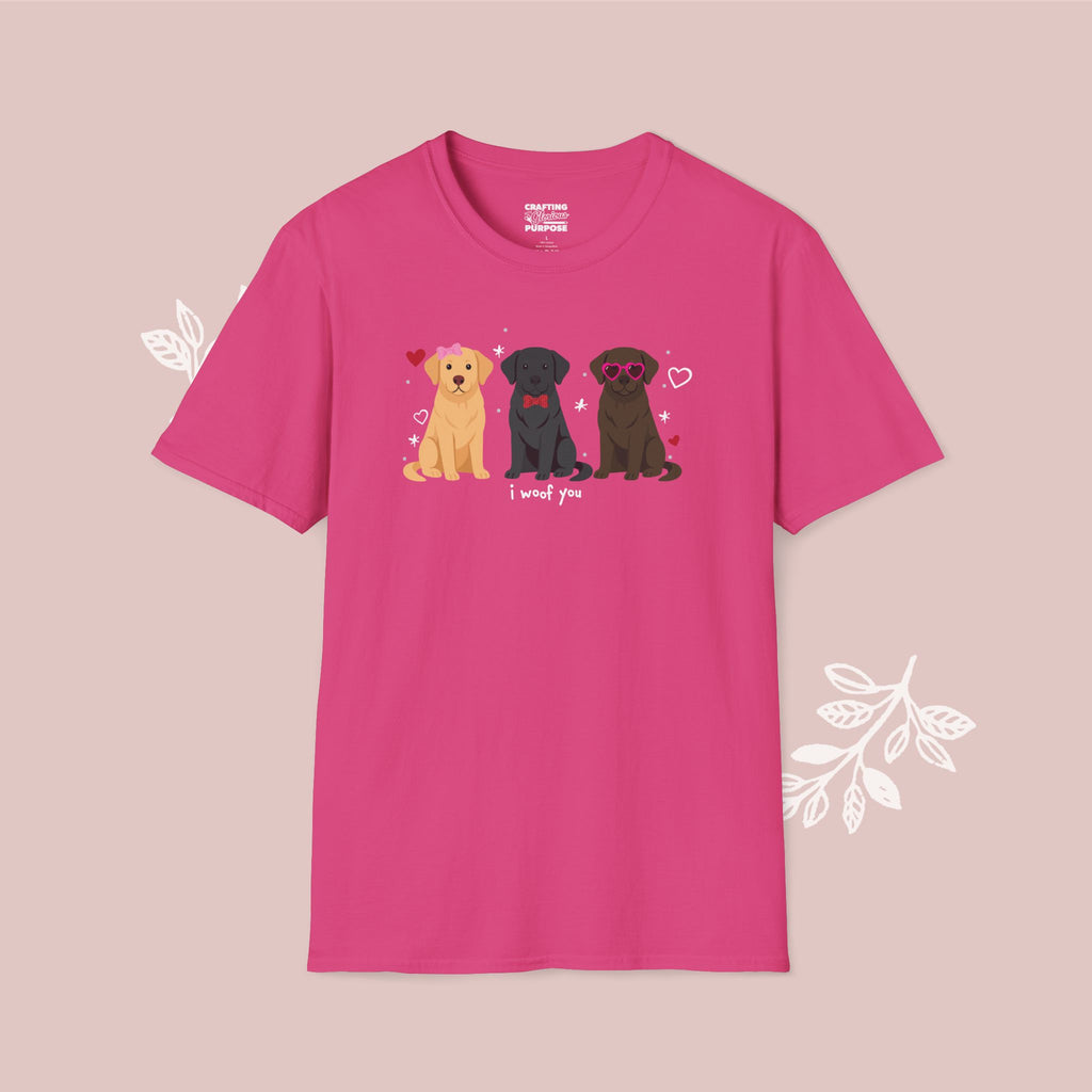 I Woof You Cute Labrador Retriever Trio Dog Tee — Valentine's T-Shirt