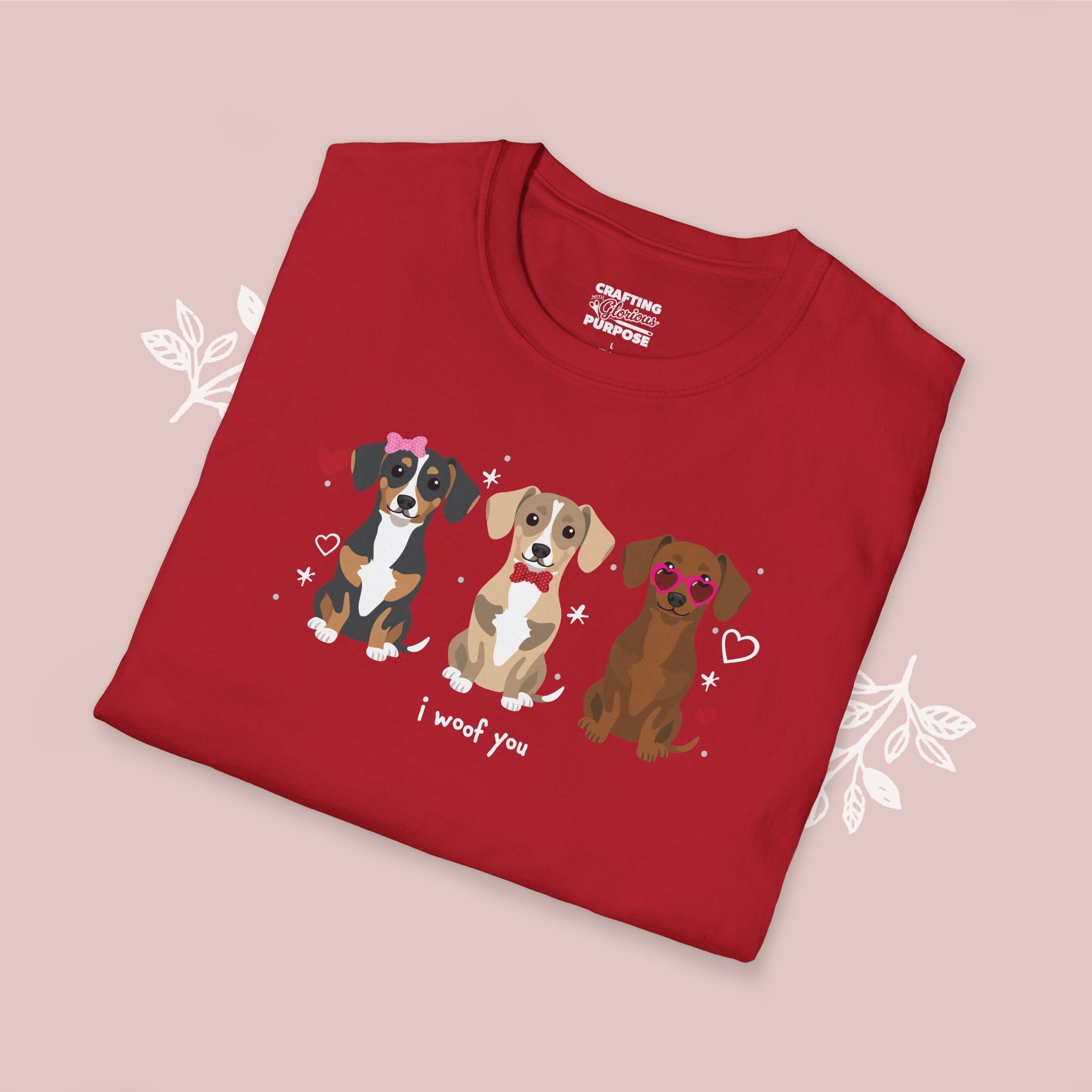 I Woof You Cute Chiweenie Trio Dog Tee — Valentine's T-Shirt