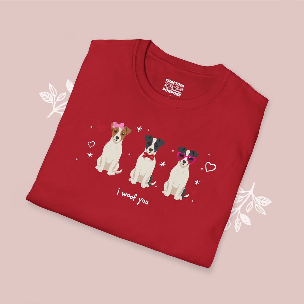 I Woof You Cute Jack Russell Terrier Trio Dog Tee — Valentine's T-Shirt