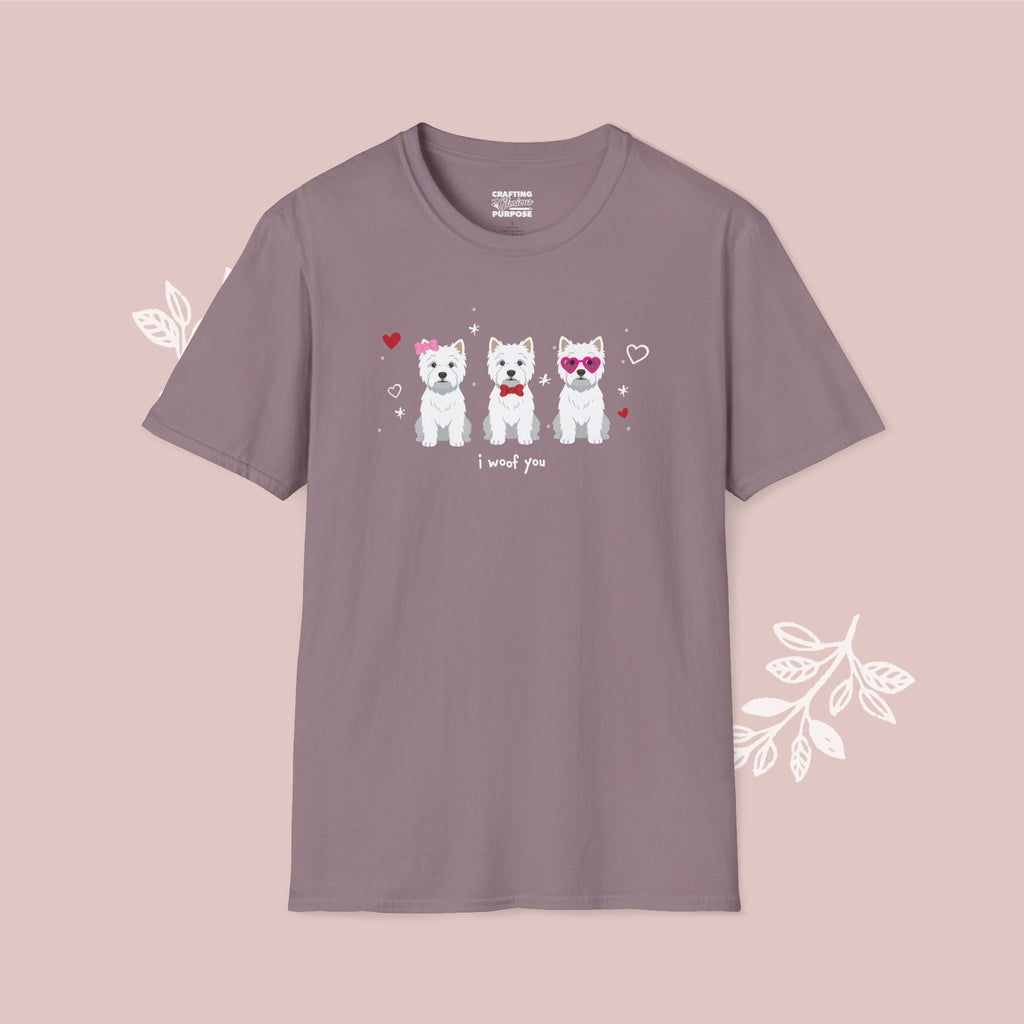 I Woof You Cute West Highland Terrier Trio Dog Tee — Valentine's T-Shirt
