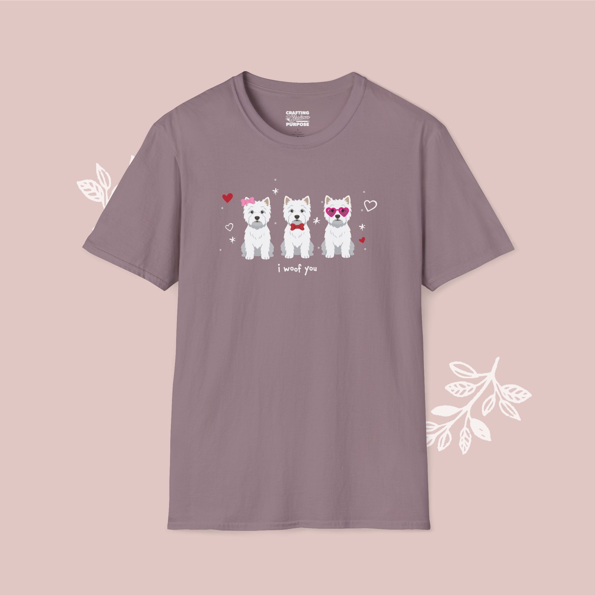 I Woof You Cute West Highland Terrier Trio Dog Tee — Valentine's T-Shirt