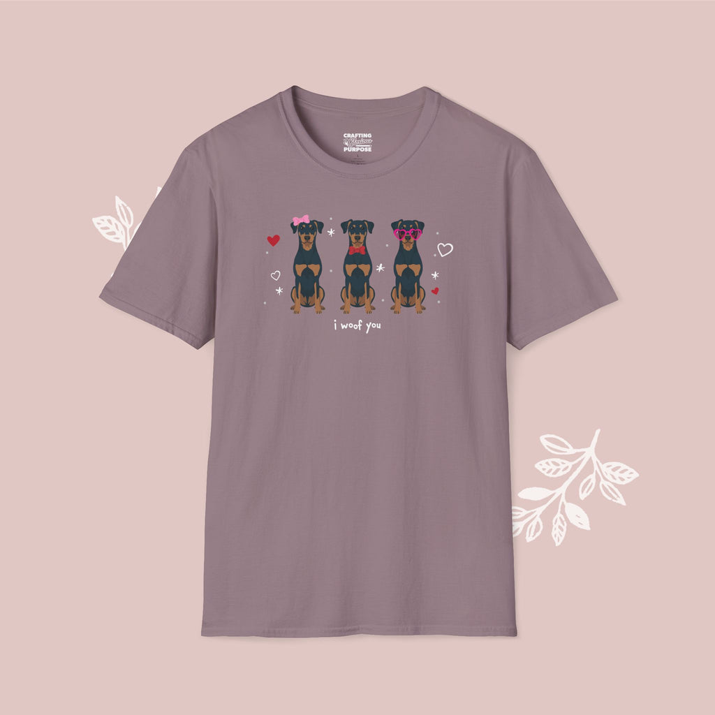I Woof You Cute Beauceron Trio Dog Tee — Valentine's T-Shirt