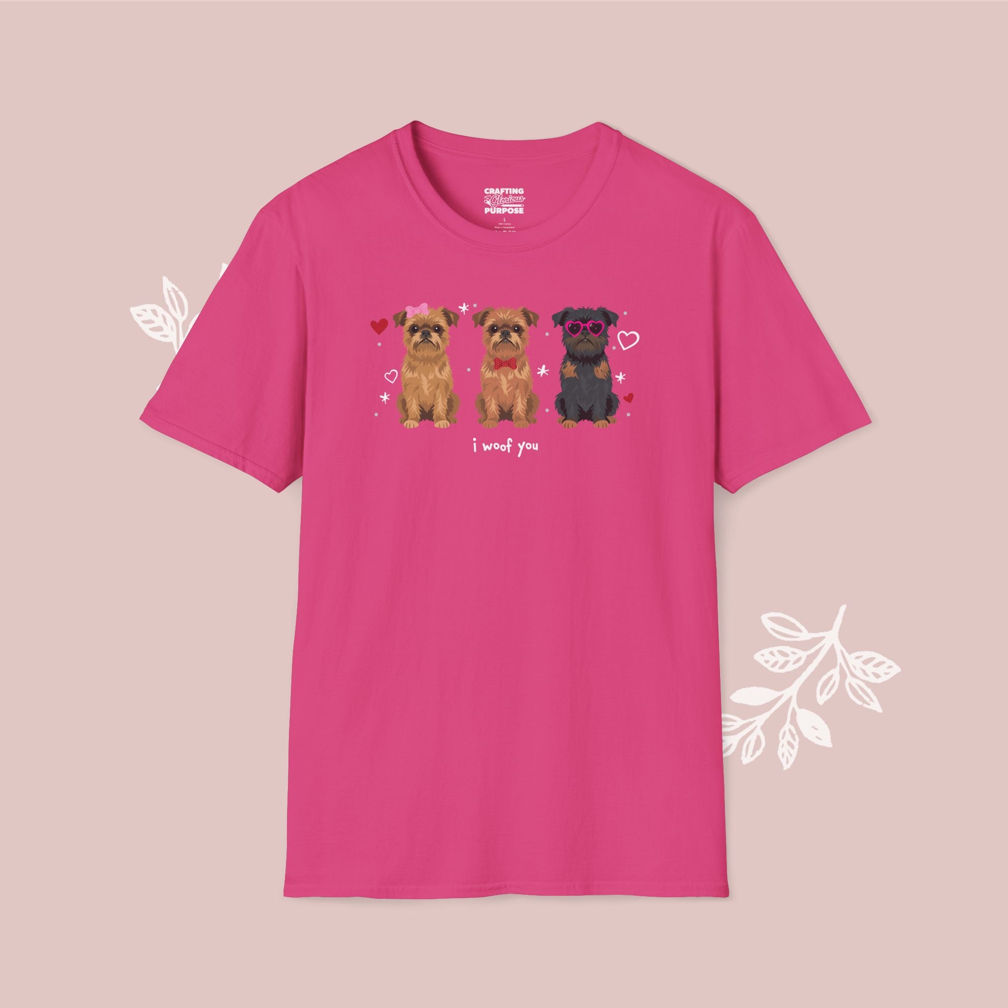 I Woof You Cute Brussels Griffon Trio Dog Tee — Valentine's T-Shirt