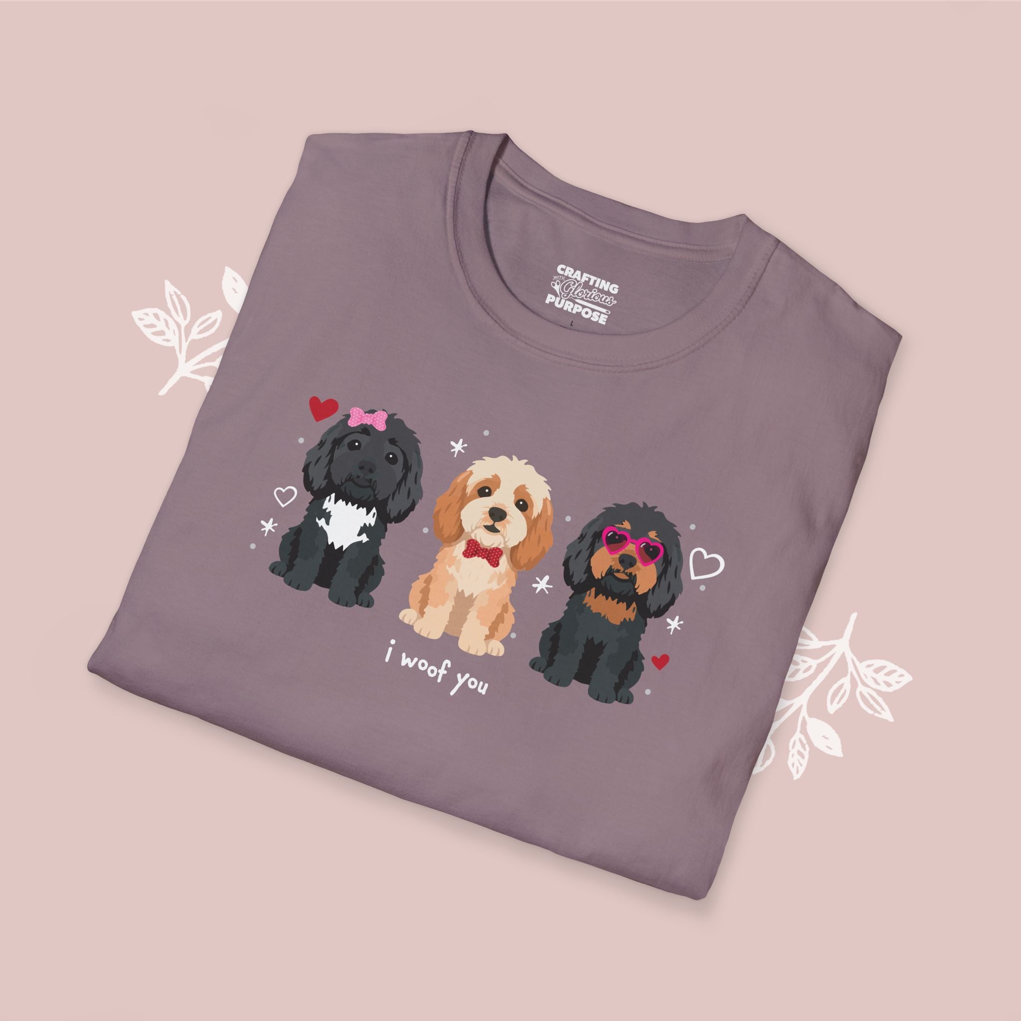 I Woof You Cute Cavapoo Trio Dog Tee — Valentine's T-Shirt