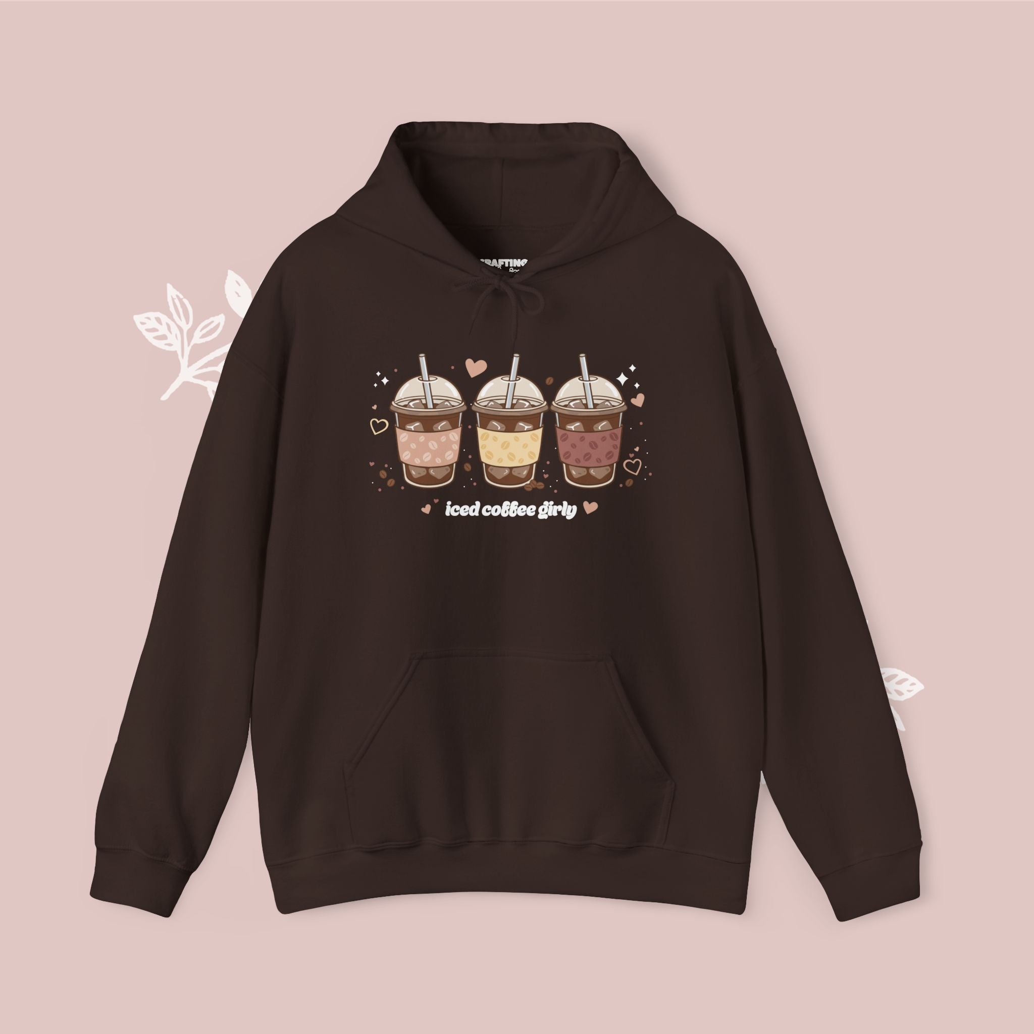 Iced Coffee Girly Unisex Heavy Blend Sweatshirt - Cute Coffee Gift for Her - Comfort Colors Style Pullover