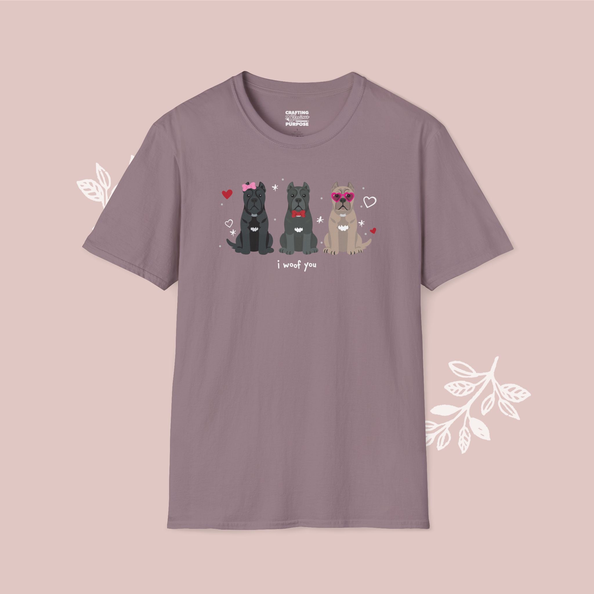 I Woof You Cute Cane Corso Trio Dog Tee — Valentine's T-Shirt