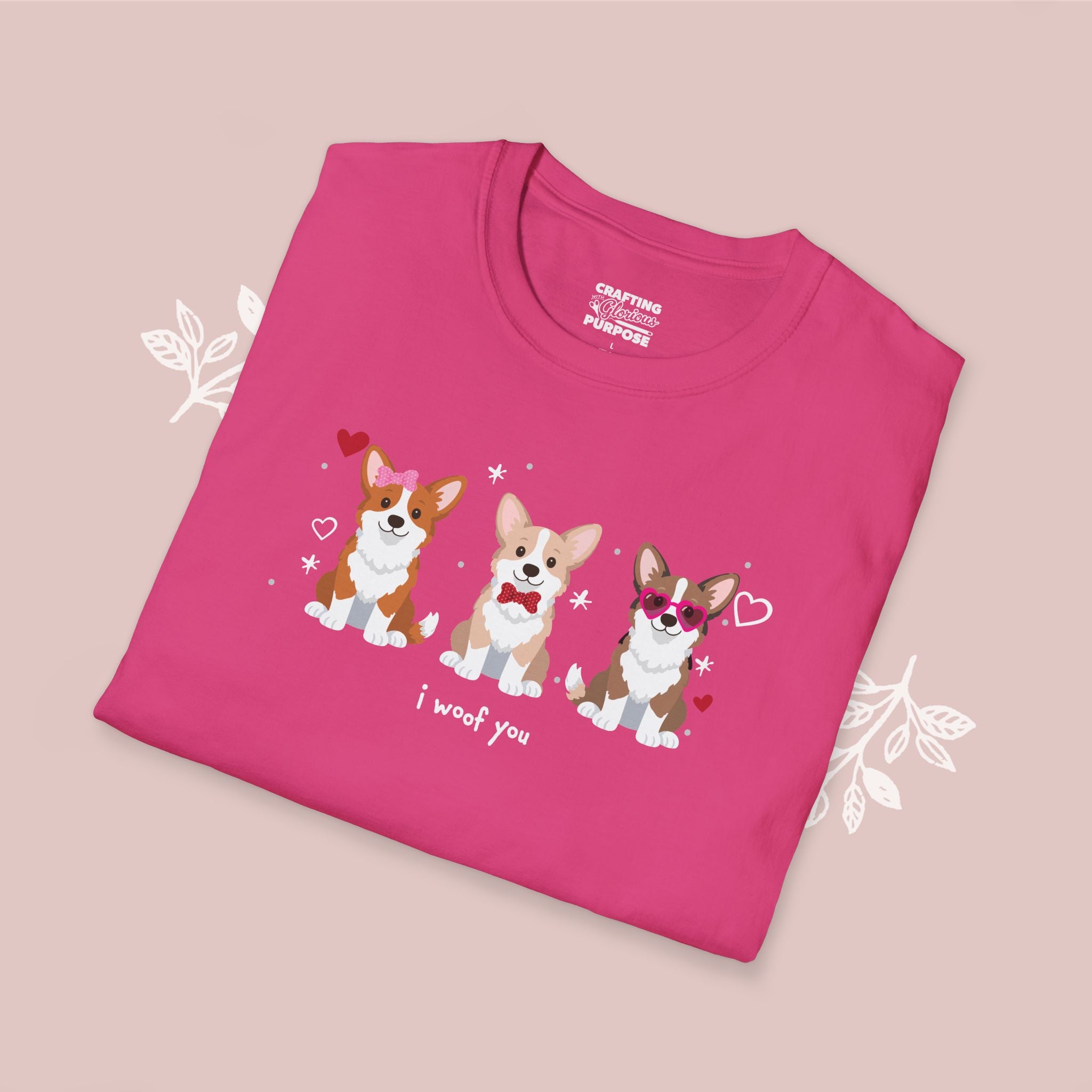 I Woof You Cute Corgi Trio Dog Tee — Valentine's T-Shirt