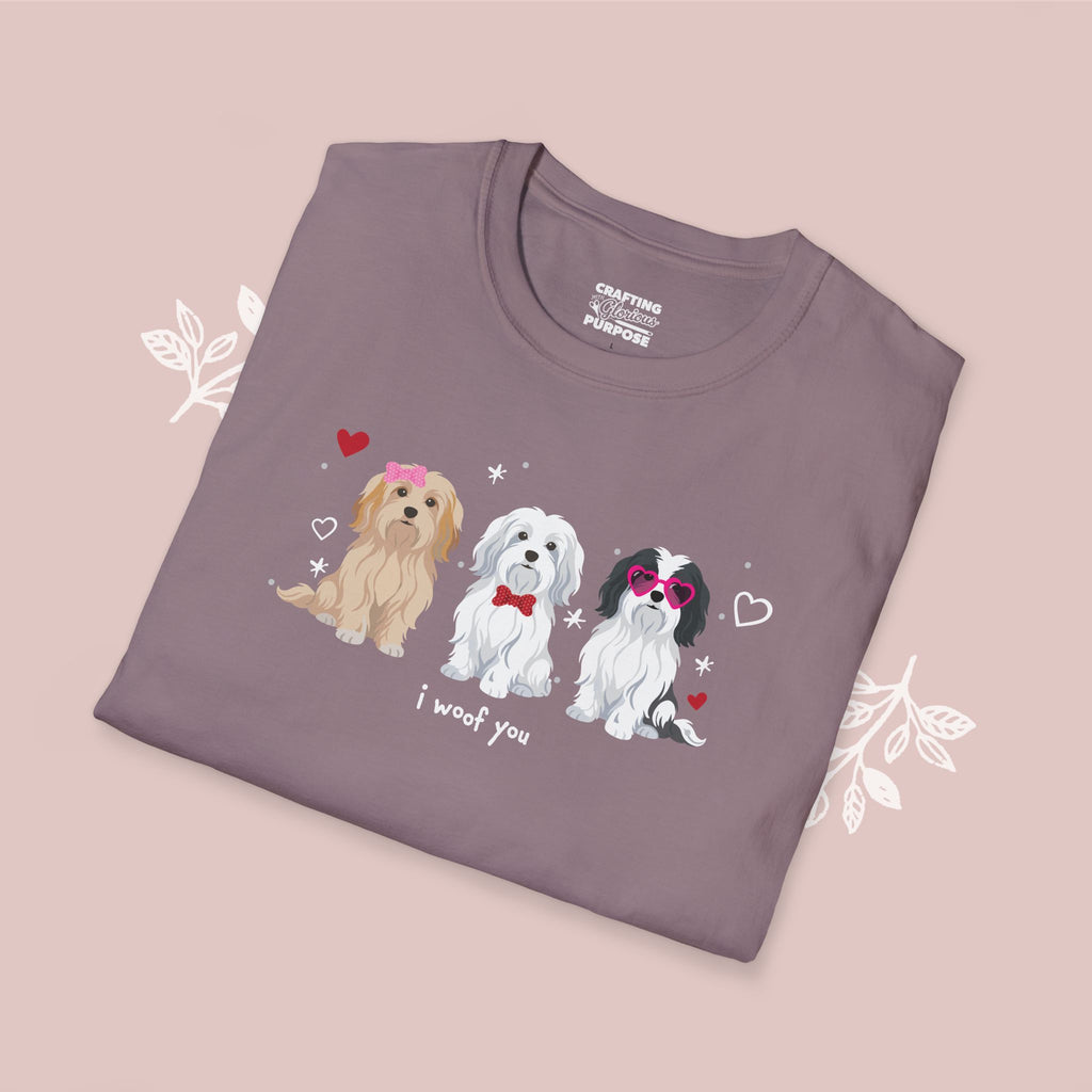 I Woof You Cute Havanese Trio Dog Tee — Valentine's T-Shirt