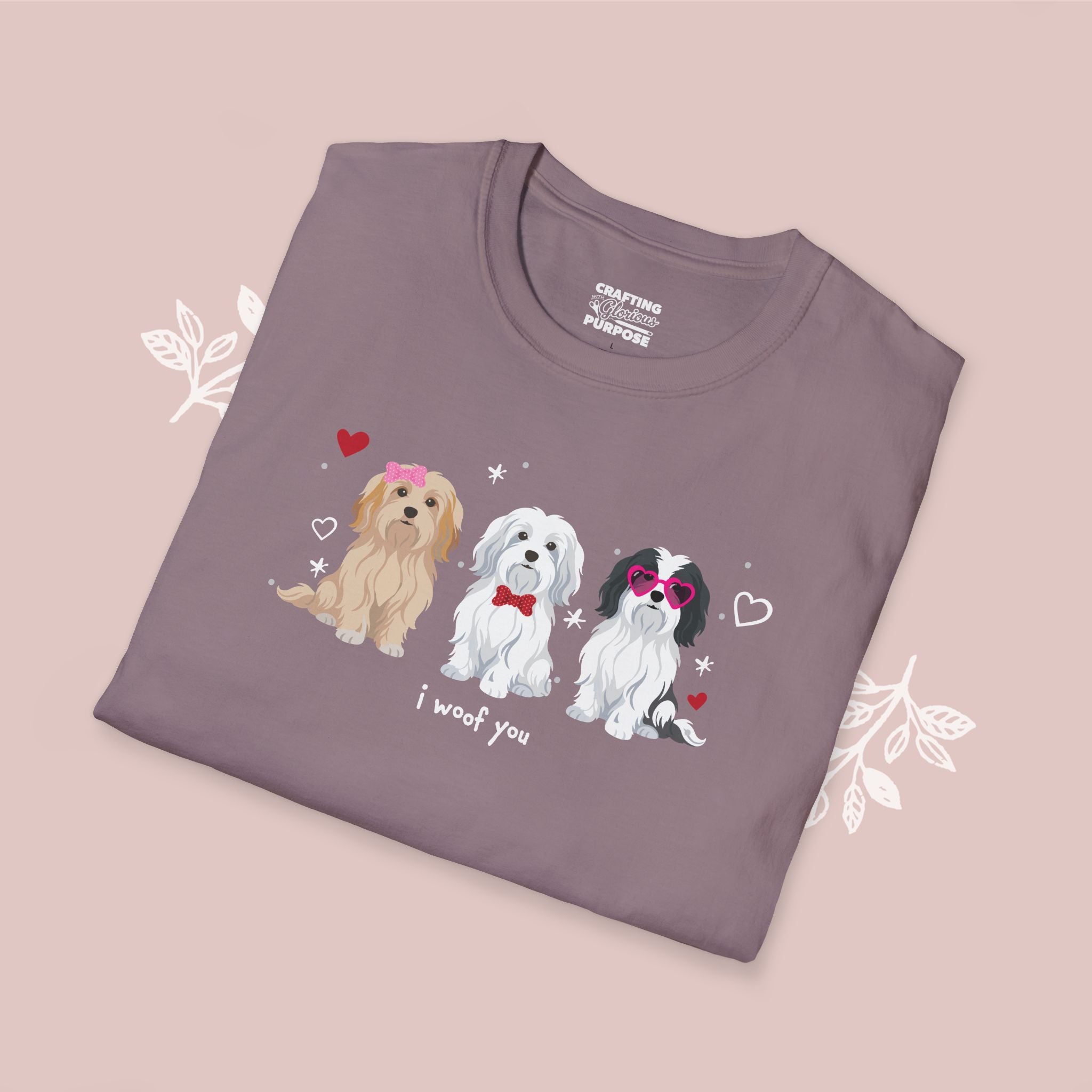 I Woof You Cute Havanese Trio Dog Tee — Valentine's T-Shirt