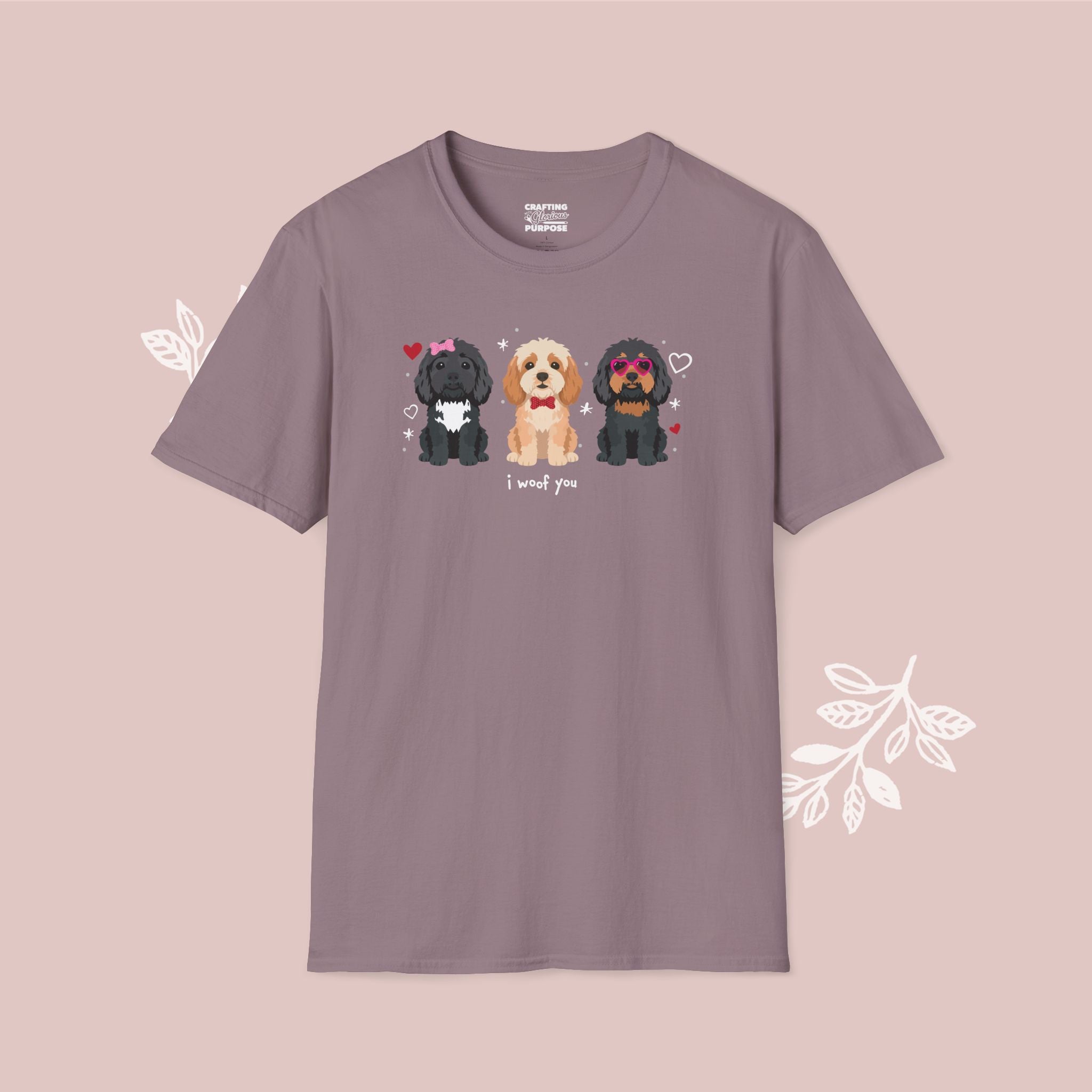 I Woof You Cute Cavapoo Trio Dog Tee — Valentine's T-Shirt