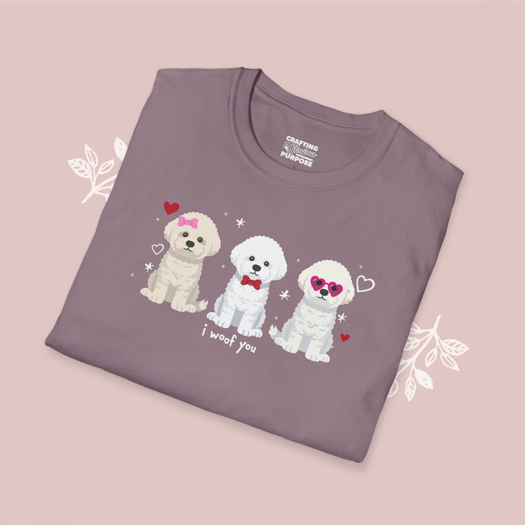 I Woof You Cute Bichon Frise Trio Dog Tee — Valentine's T-Shirt