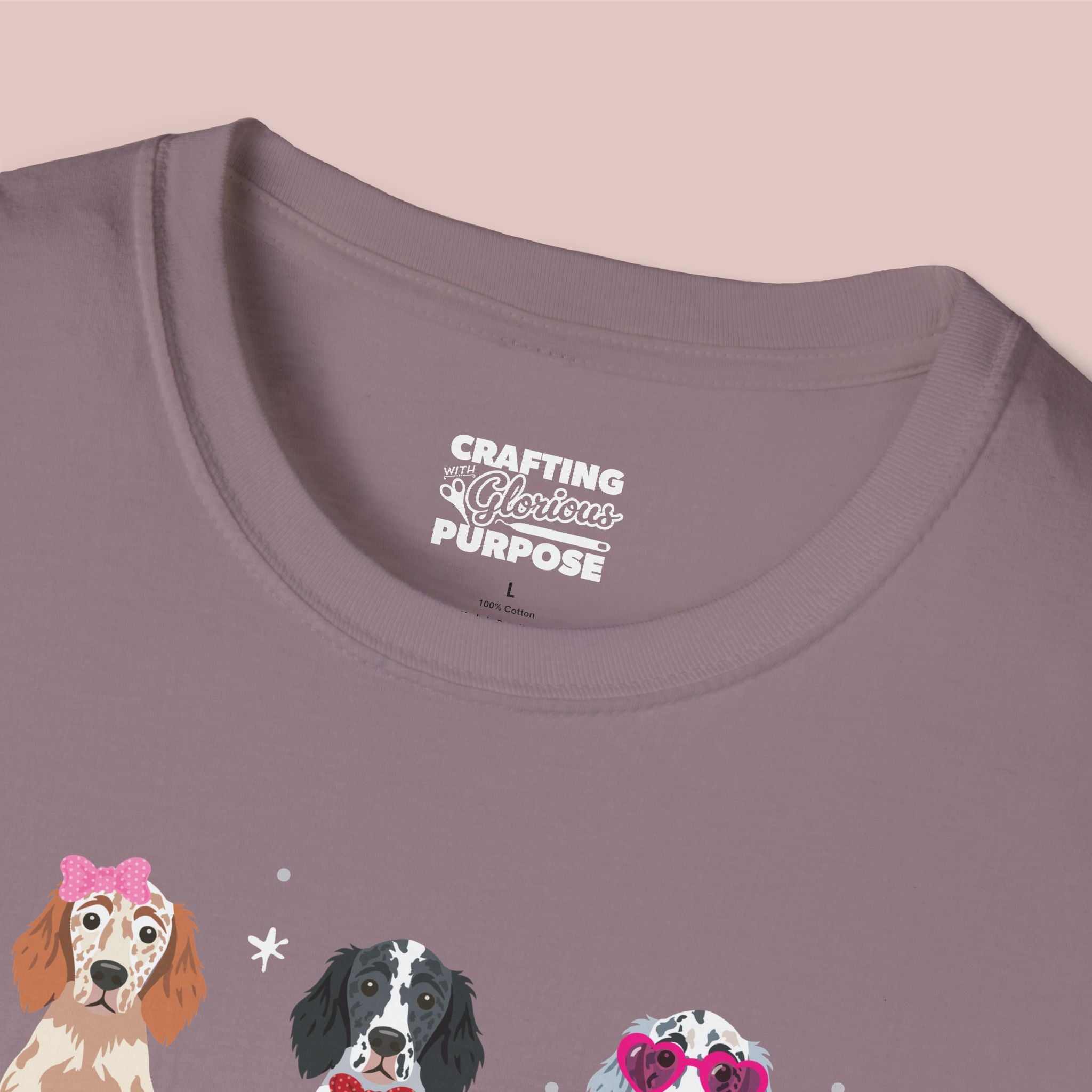 I Woof You Cute English Setter Trio Dog Tee — Valentine's T-Shirt