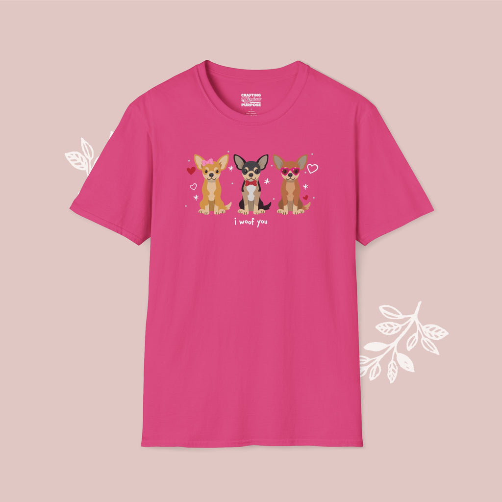 I Woof You Cute Chihuahua Trio Dog Tee — Valentine's T-Shirt