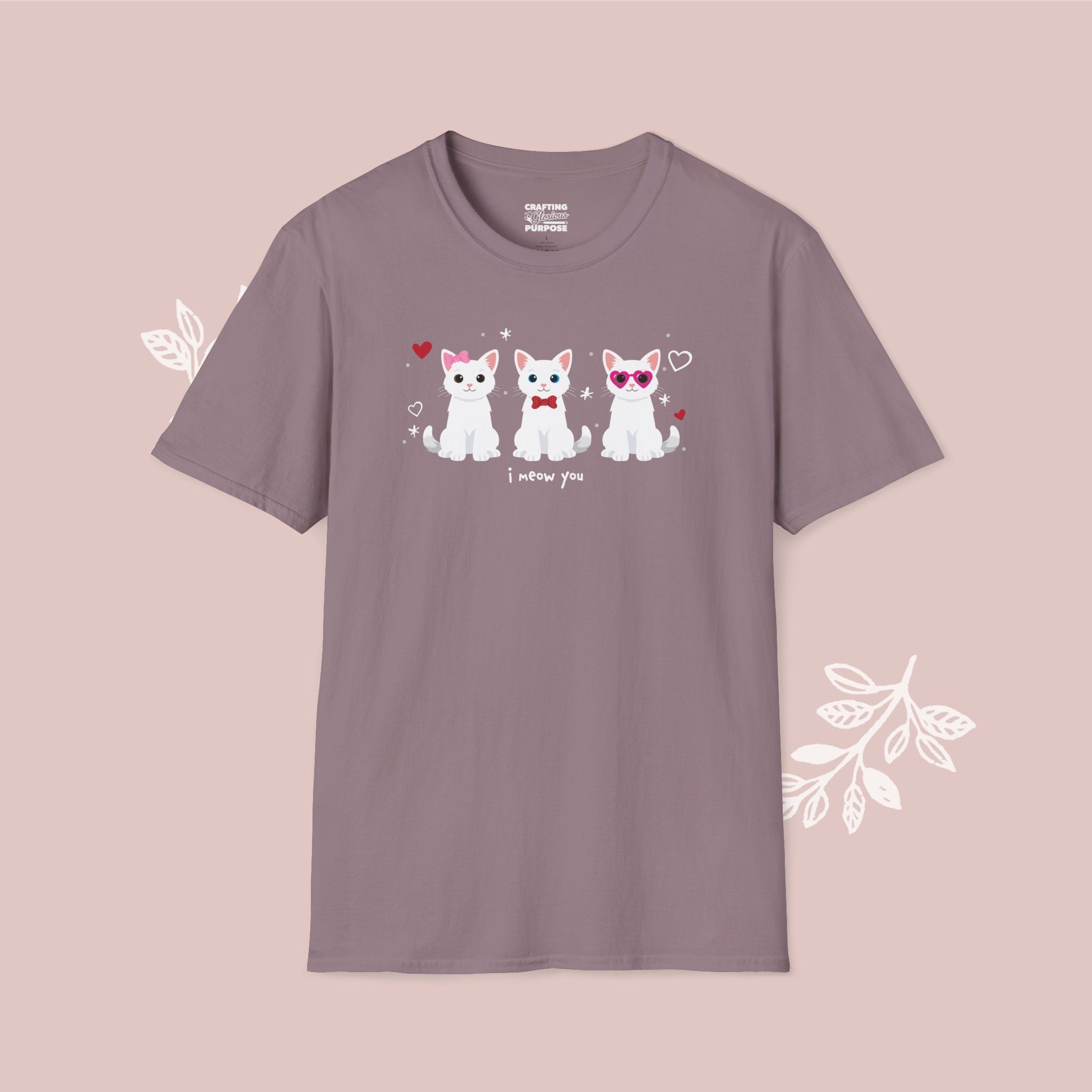 I Meow You Cute White Short Haired Trio Cat Tee — Valentine's T-Shirt
