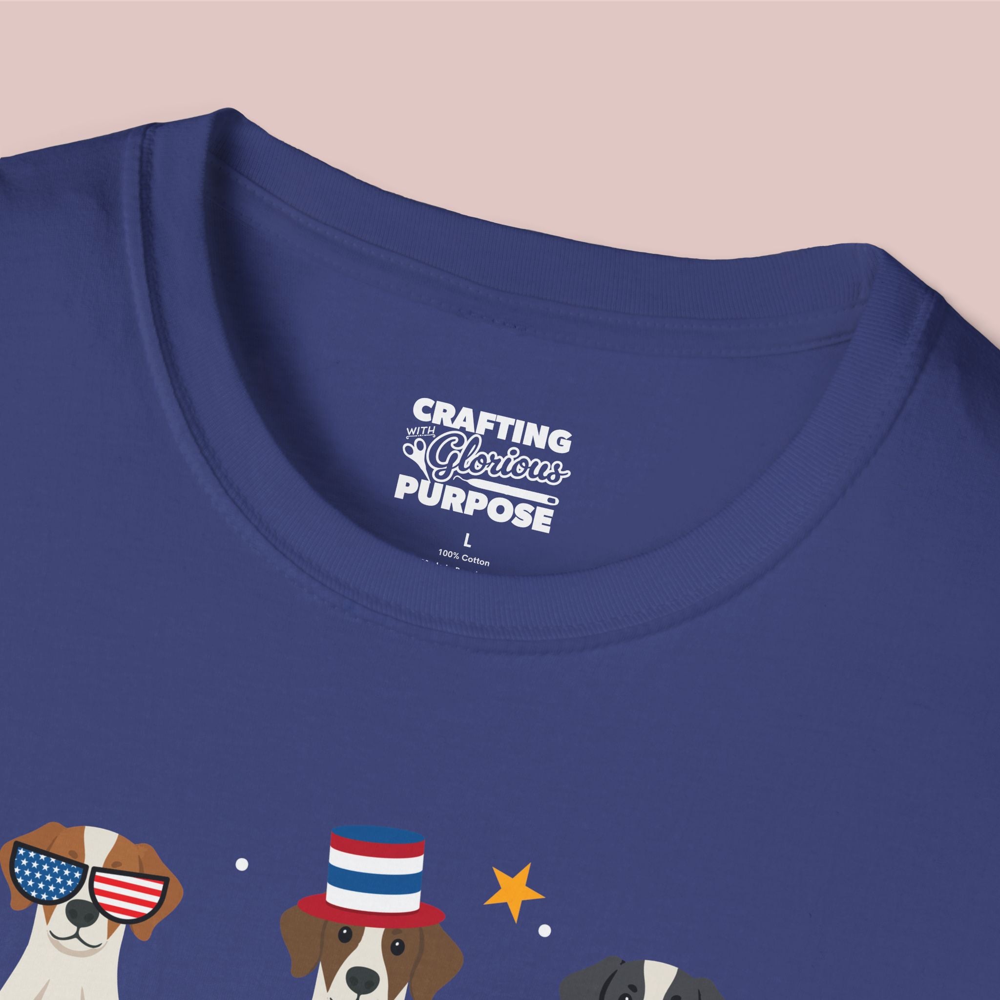 Brittany Spaniel Patriotic Dog Trio T-Shirt — 'Red, White & Woof' Cute America Graphic Tee