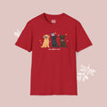 Labrador Retriever Patriotic Dog Trio T-Shirt — 'Red, White & Woof' Cute America Graphic Tee