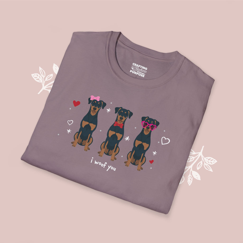 I Woof You Cute Beauceron Trio Dog Tee — Valentine's T-Shirt