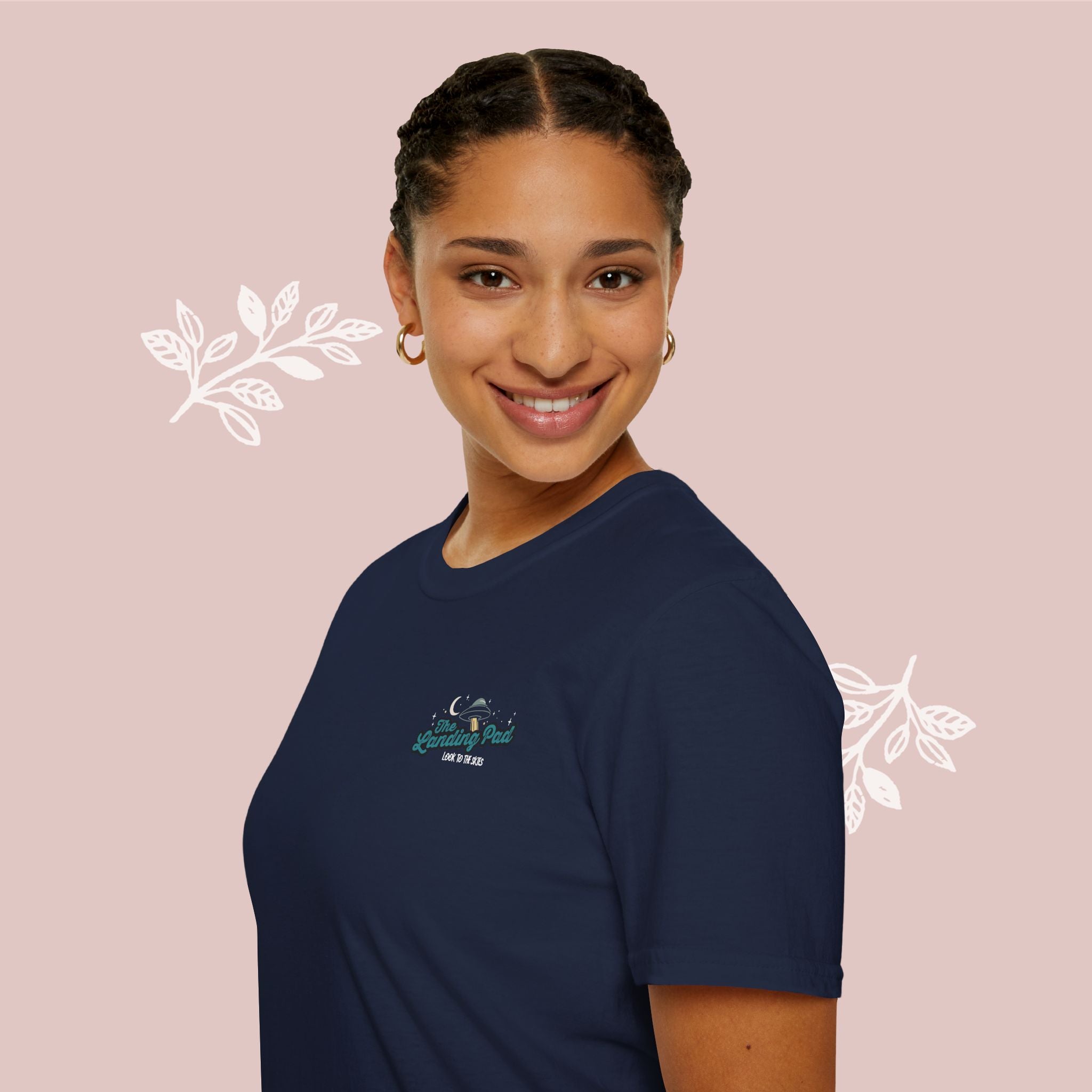 The Landing Pad Tee — "The Landing Pad: Look to the Skies" Retro UFO Graphic T-Shirt
