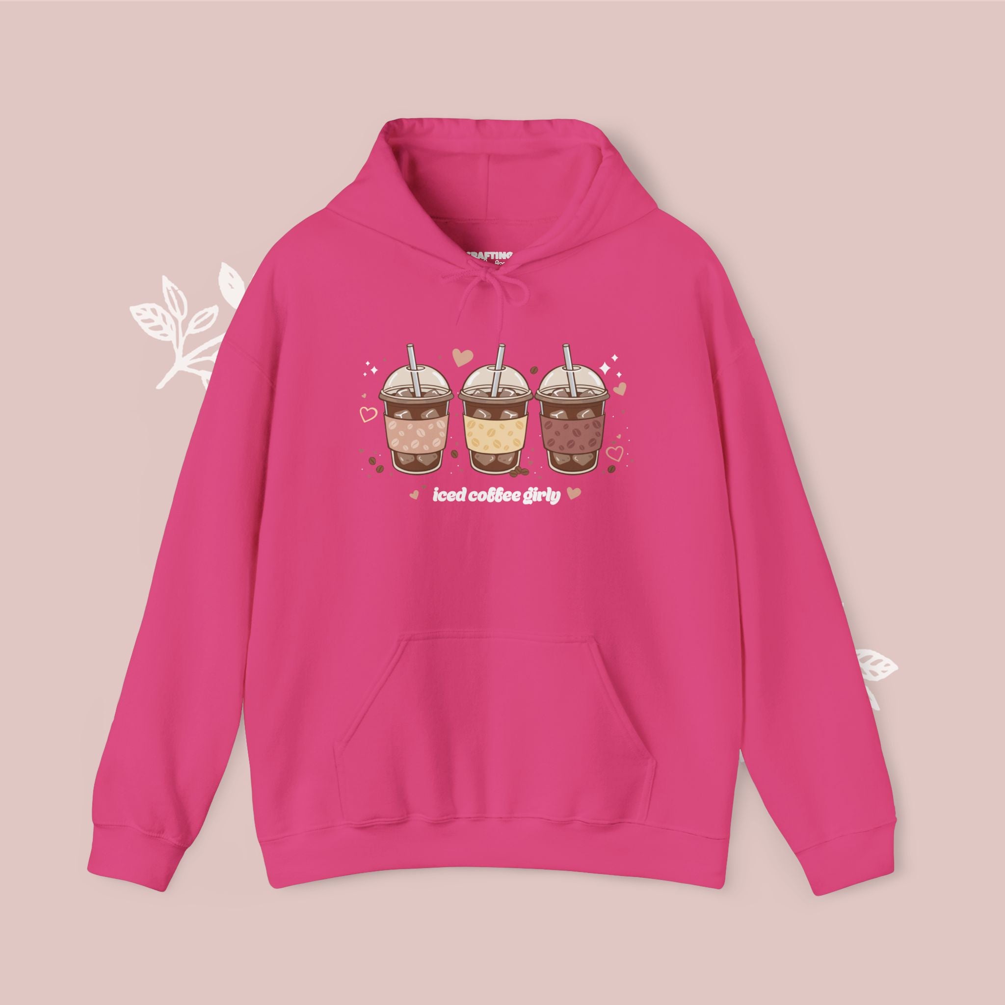 Iced Coffee Girly Unisex Heavy Blend Sweatshirt - Cute Coffee Gift for Her - Comfort Colors Style Pullover