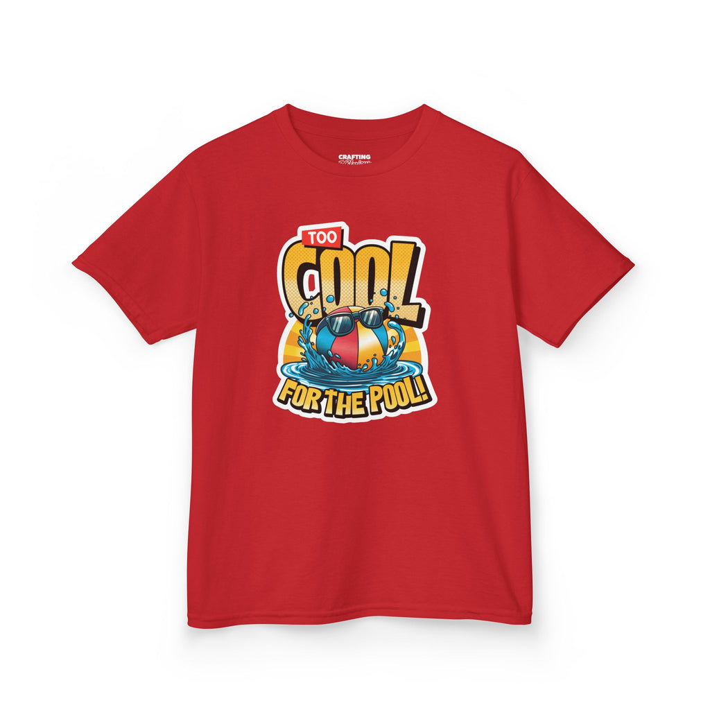 Kids Tee — "Too Cool for the Pool" Retro Pool Float Graphic