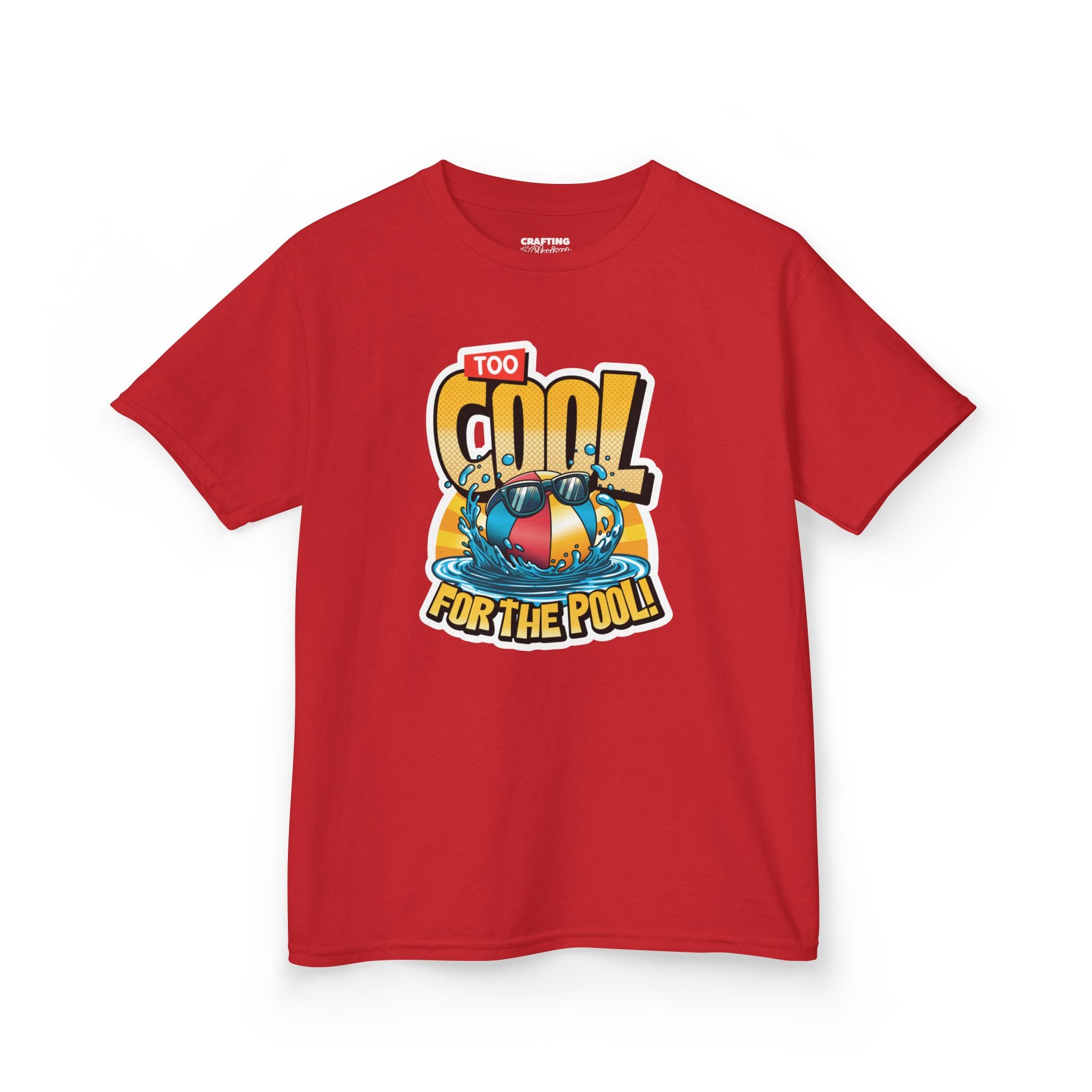 Kids Tee — "Too Cool for the Pool" Retro Pool Float Graphic