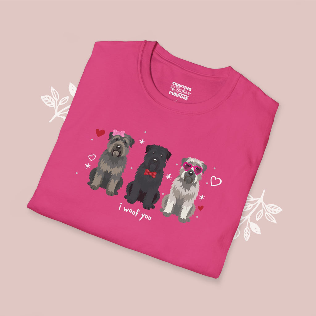 I Woof You Cute Bouvier Trio Dog Tee — Valentine's T-Shirt