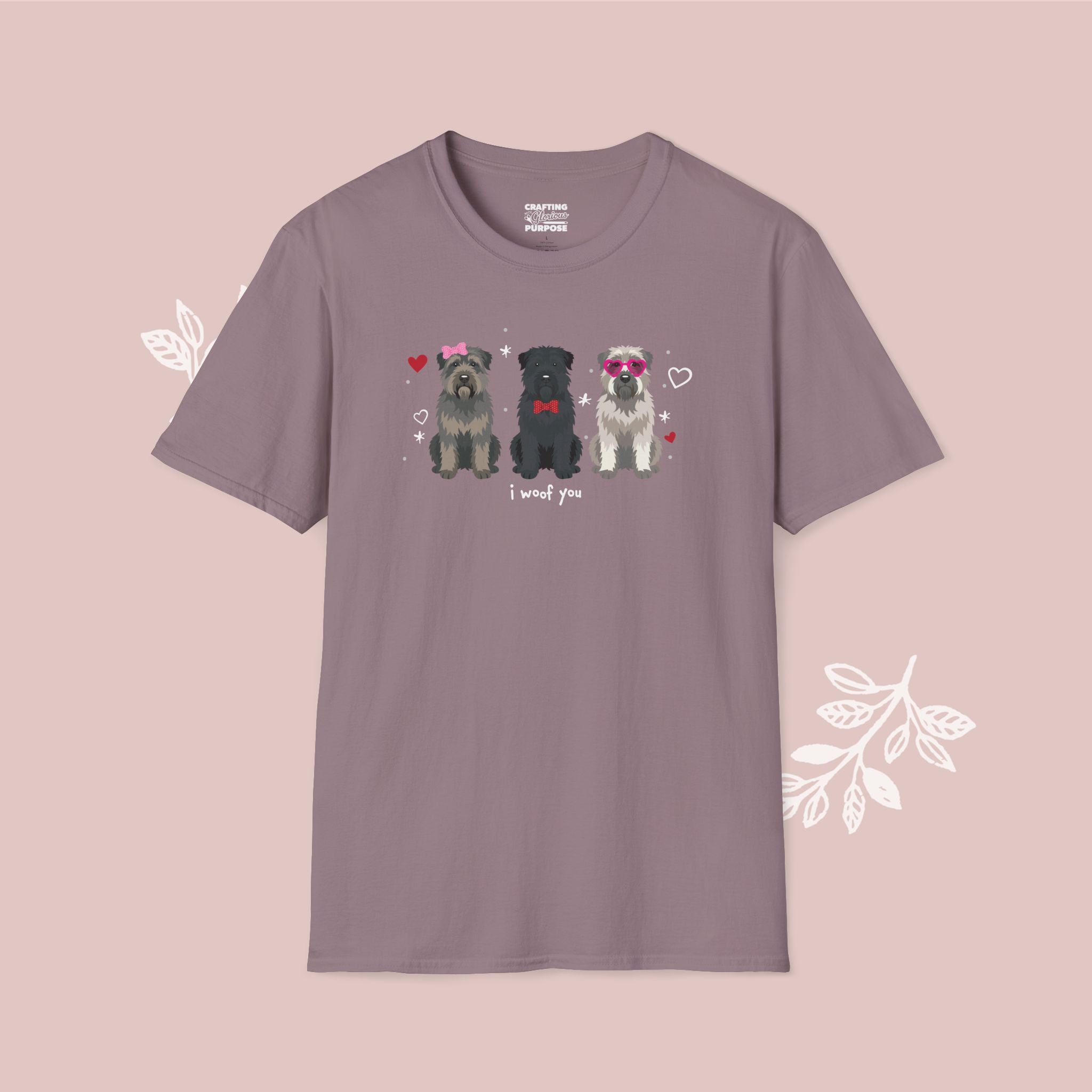I Woof You Cute Bouvier Trio Dog Tee — Valentine's T-Shirt