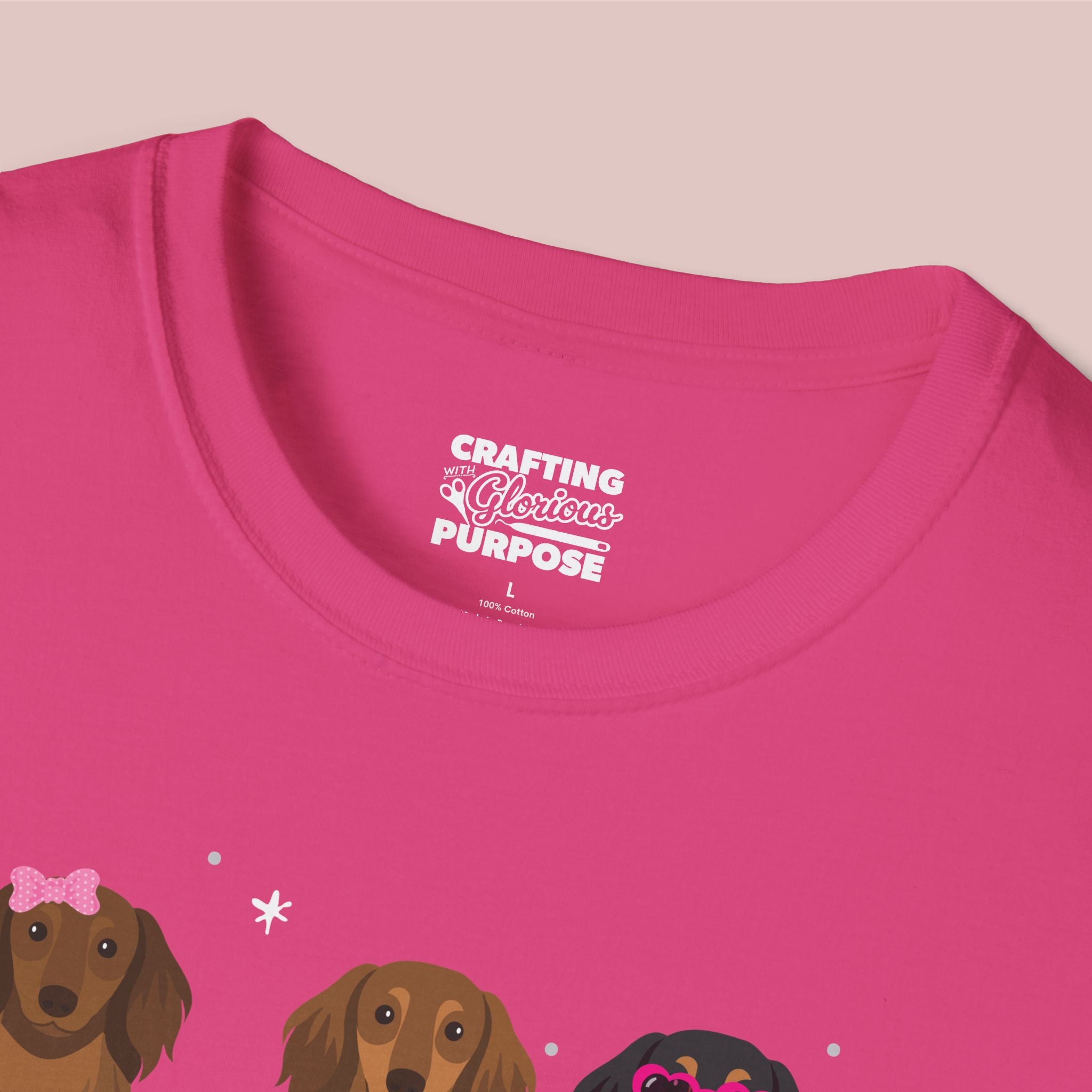 I Woof You Cute Dachshund (Long Haired) Trio Dog Tee — Valentine's T-Shirt